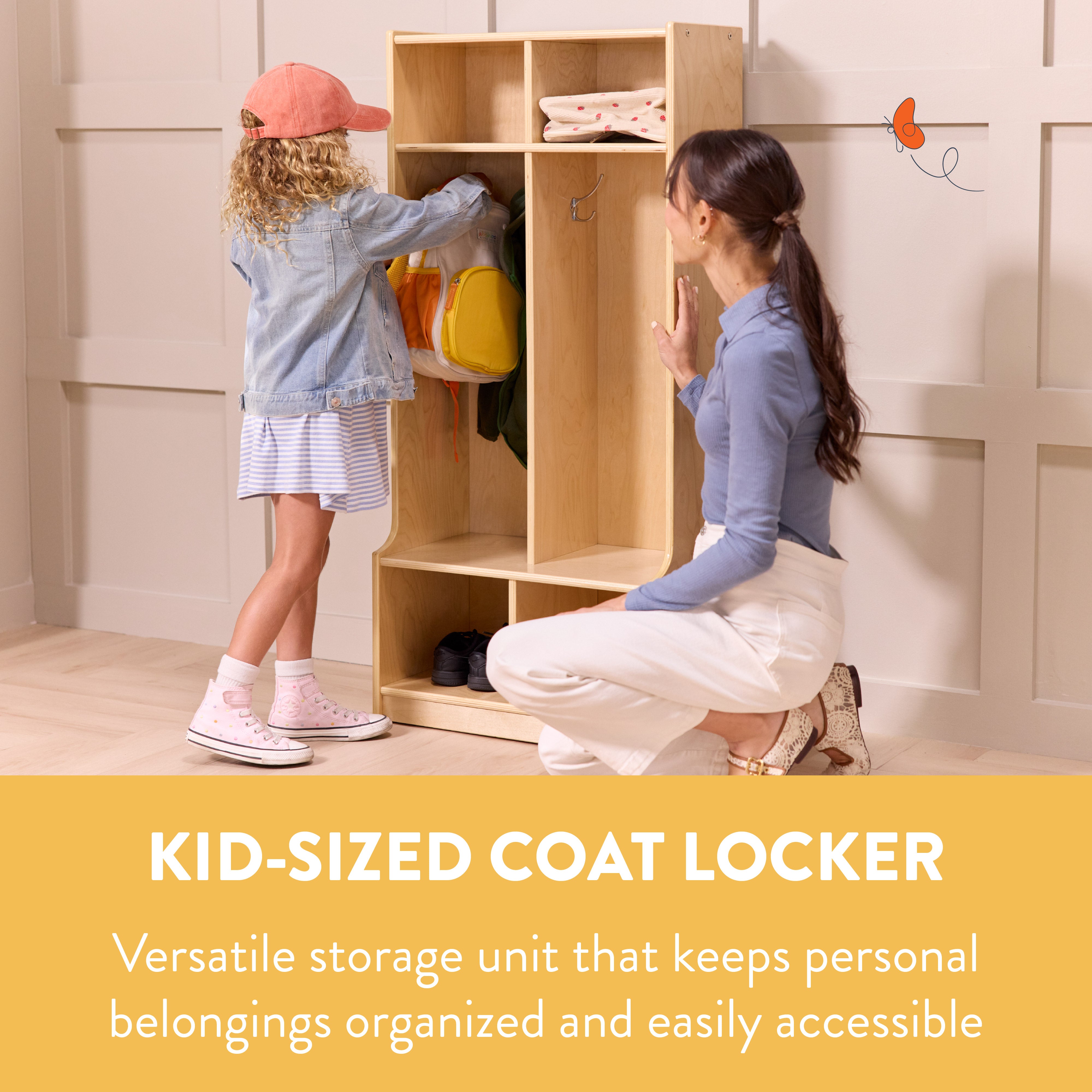 2-Section Cubby Storage Coat Locker with Bench