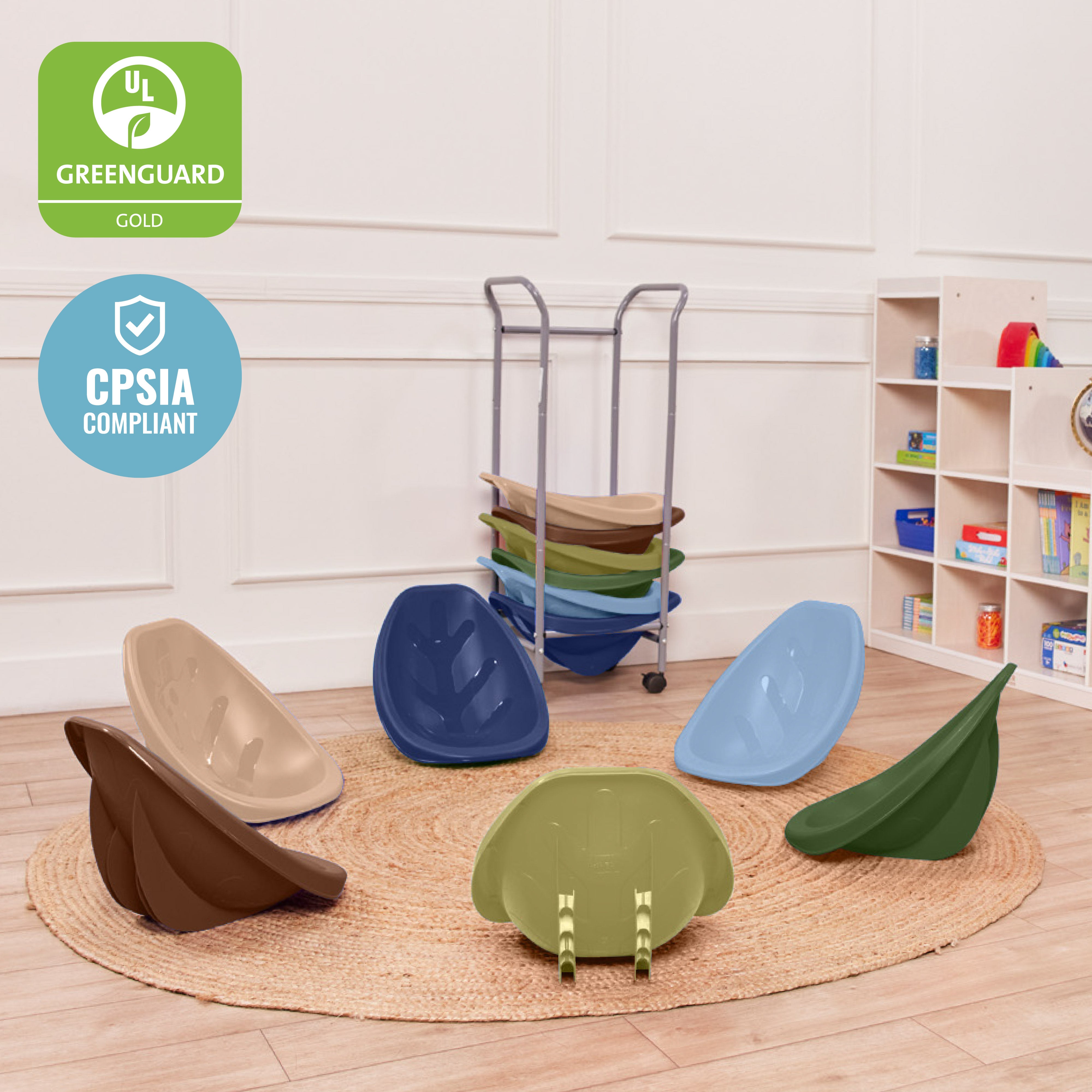 Mobile Leaf Seat Cart with 12 Leaf Floor Seats, Flexible Seating