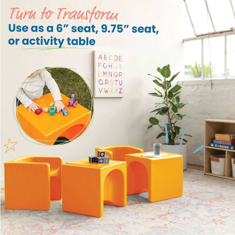 ECR4Kids Tri-Me 3-In-1 Cube Chair, Kids Furniture