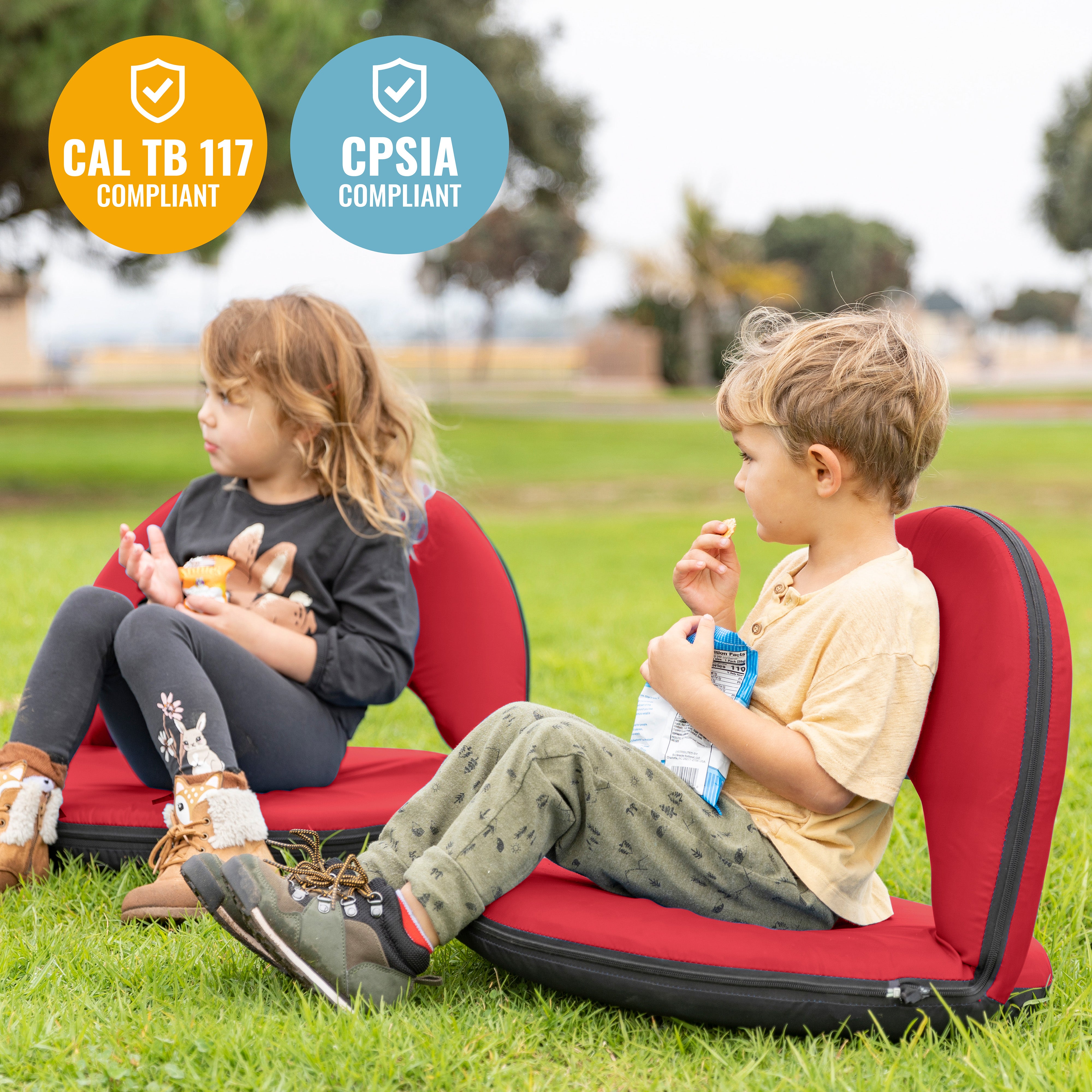 Spectator Floor Chair with Adjustable Back Support, Portable Foldable Stadium Seat