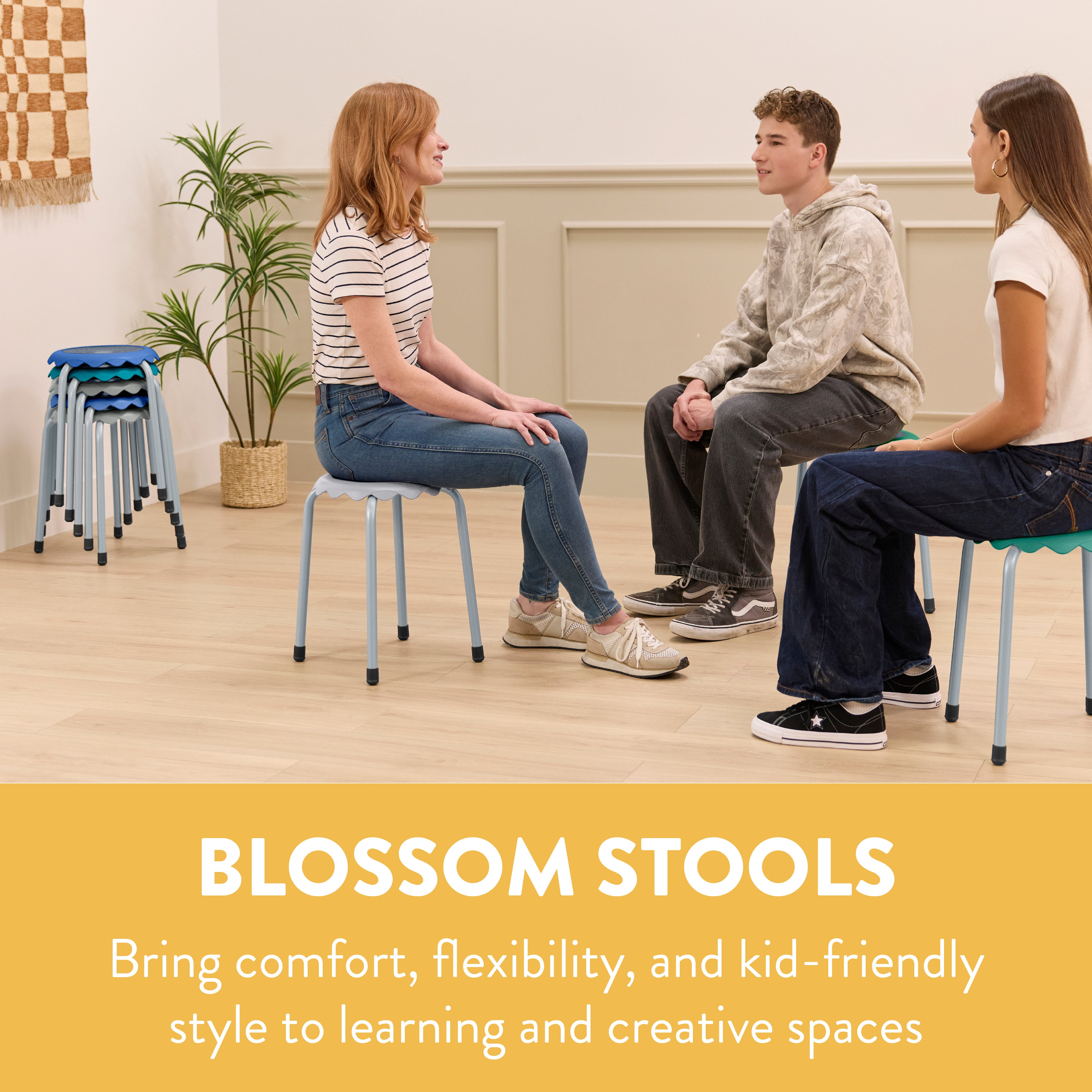 Blossom Stackable Plastic Stools, 8-Piece