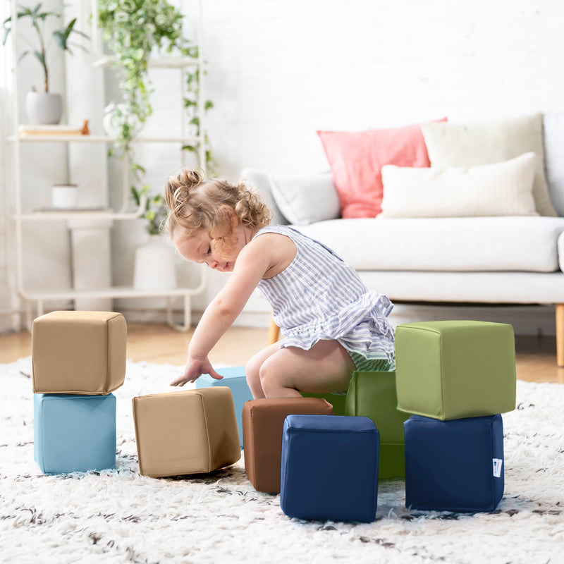 Patchwork Toddler Foam Blocks, Colorful Building Blocks, 12-Piece