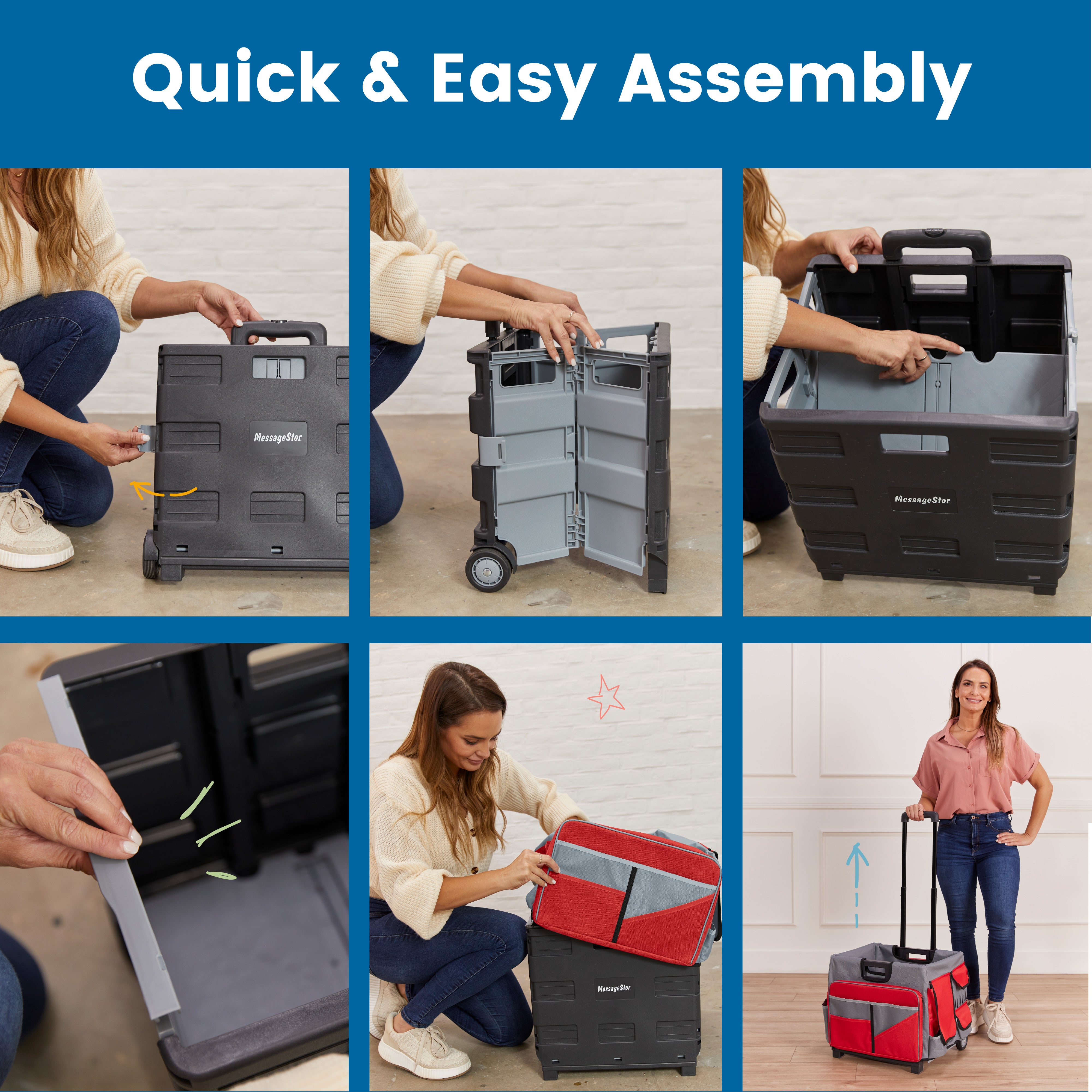 Universal Rolling Cart with Canvas Organizer Bag, Mobile Storage