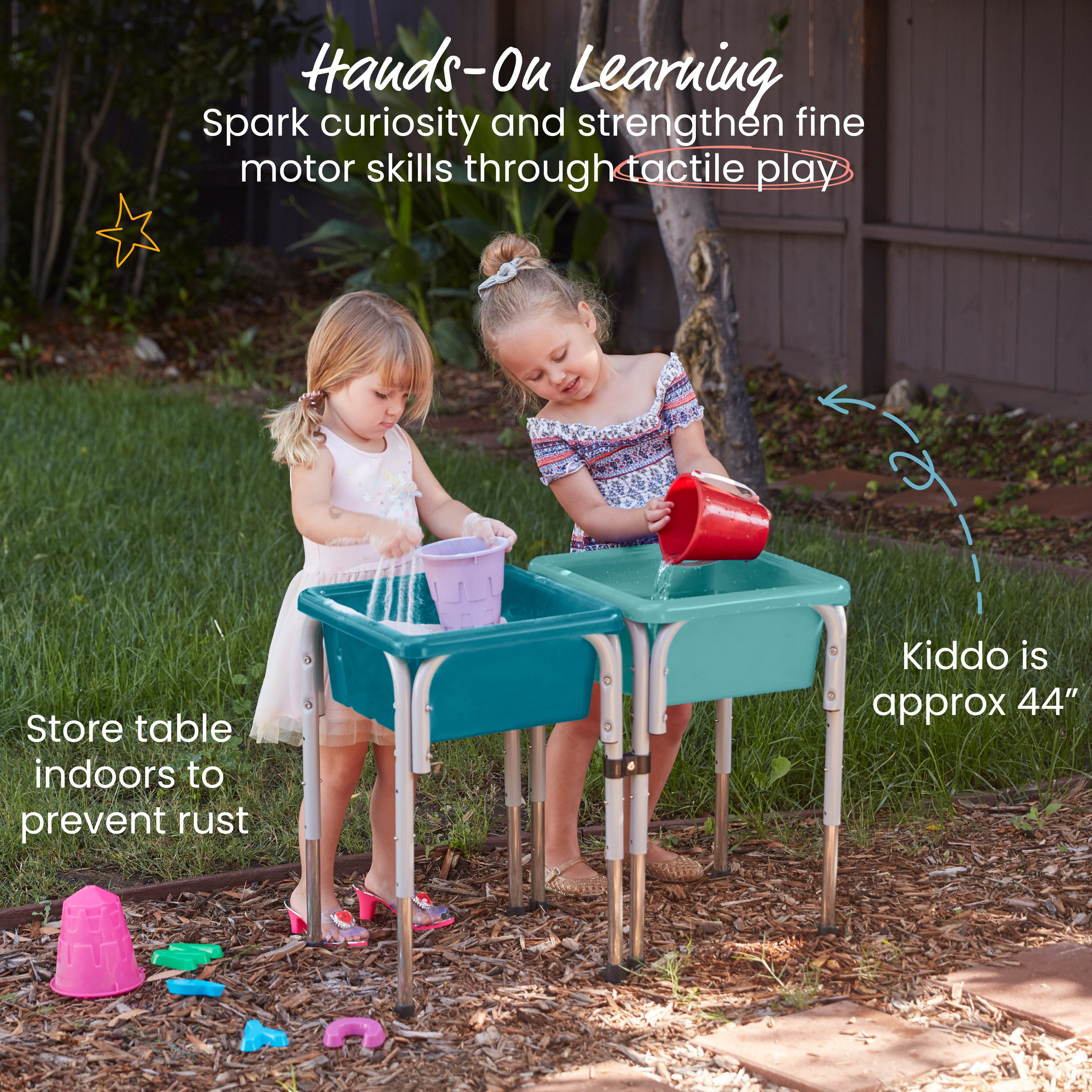 2-Station Sand and Water Adjustable Play Table, Sensory Bins