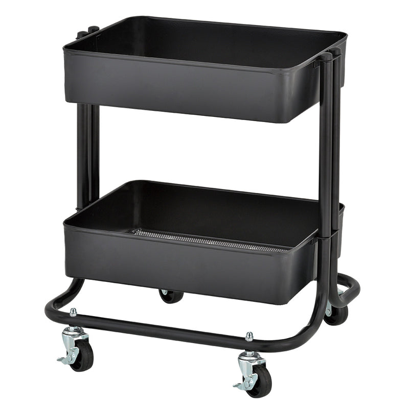 2-Tier Metal Rolling Utility Cart, Mobile Storage Organizer