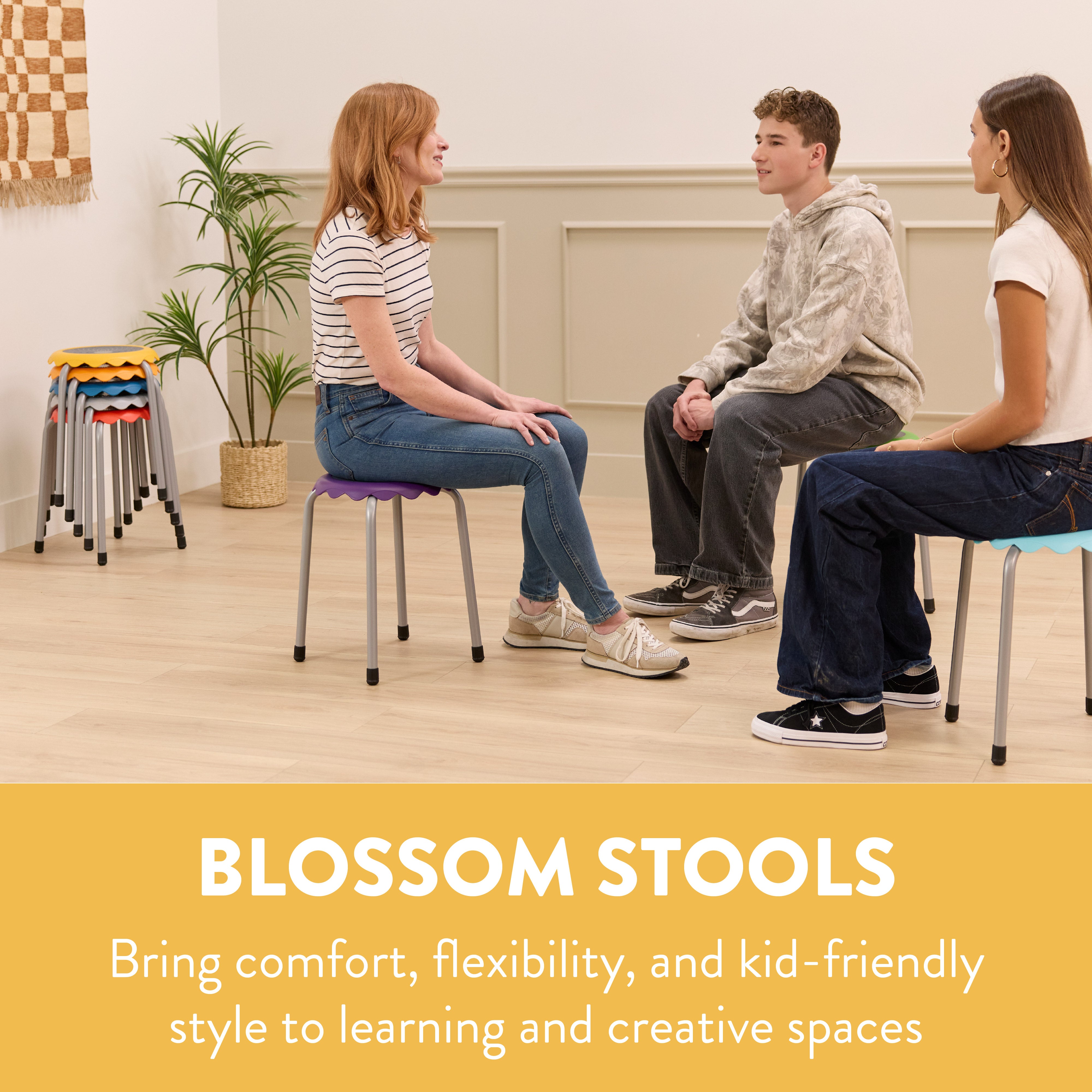 Blossom Stackable Plastic Stools, 8-Piece