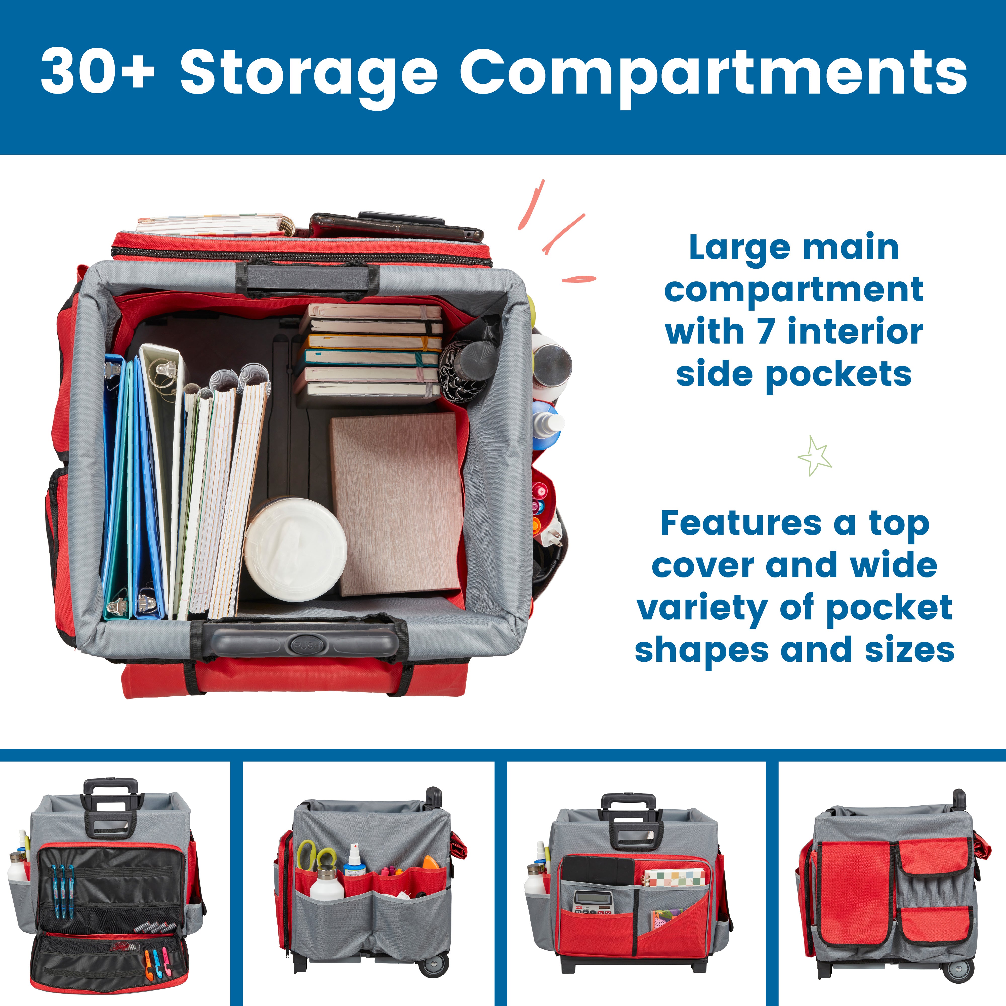 Universal Rolling Cart with Canvas Organizer Bag, Mobile Storage