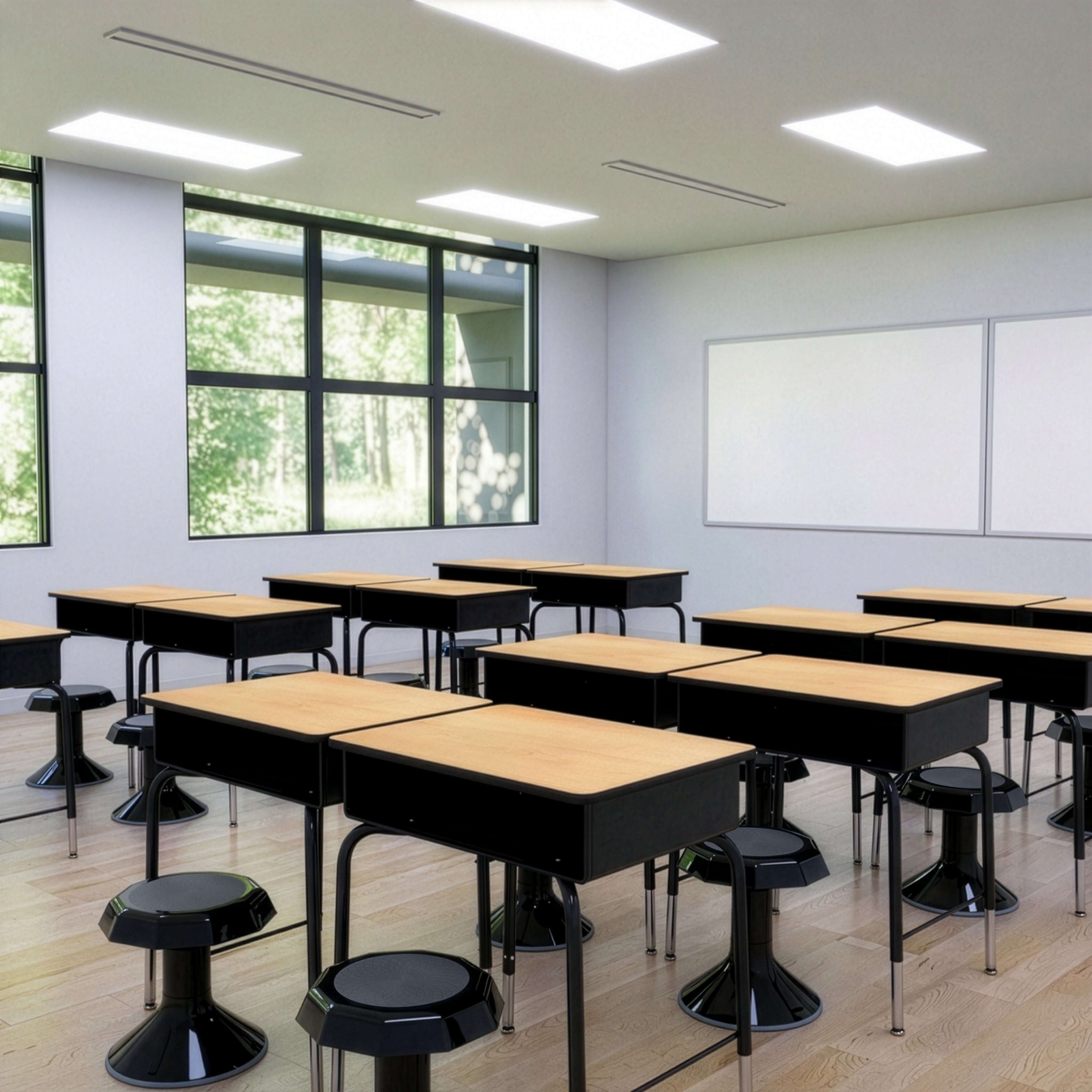 Classroom Package with Open Front Desks and ACE Stools