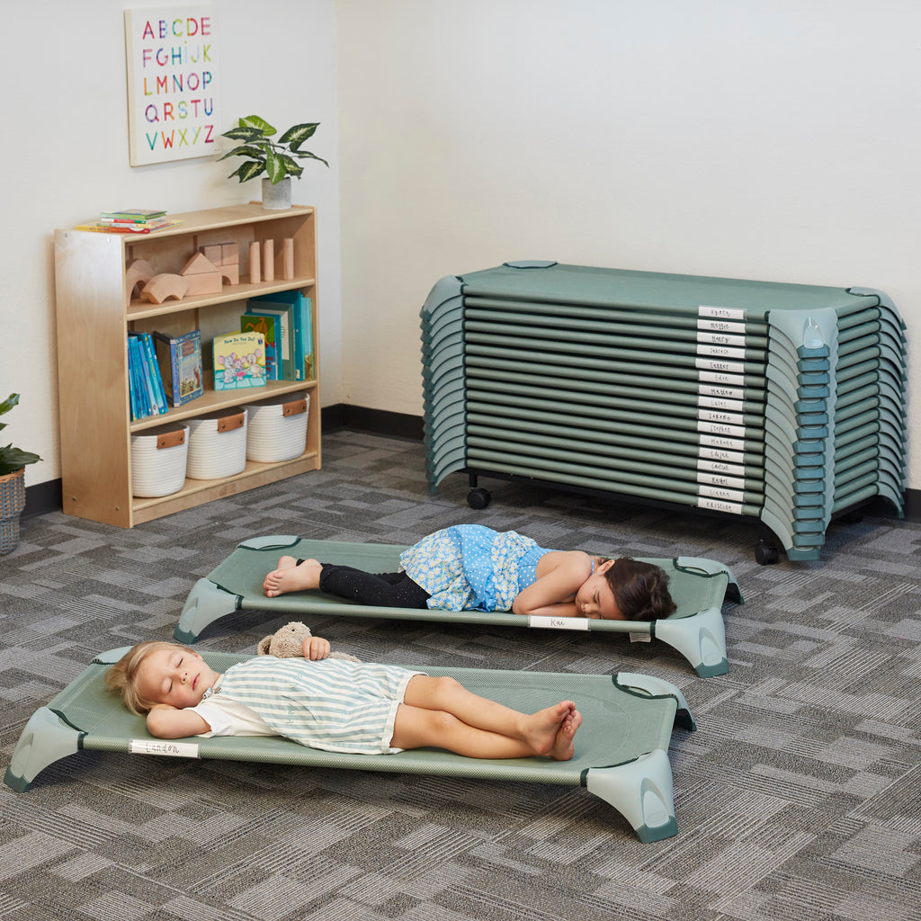 Stacking Cot Stackable Cozy Cot with Blanket and Pillow Storage, Ready to Assemble,