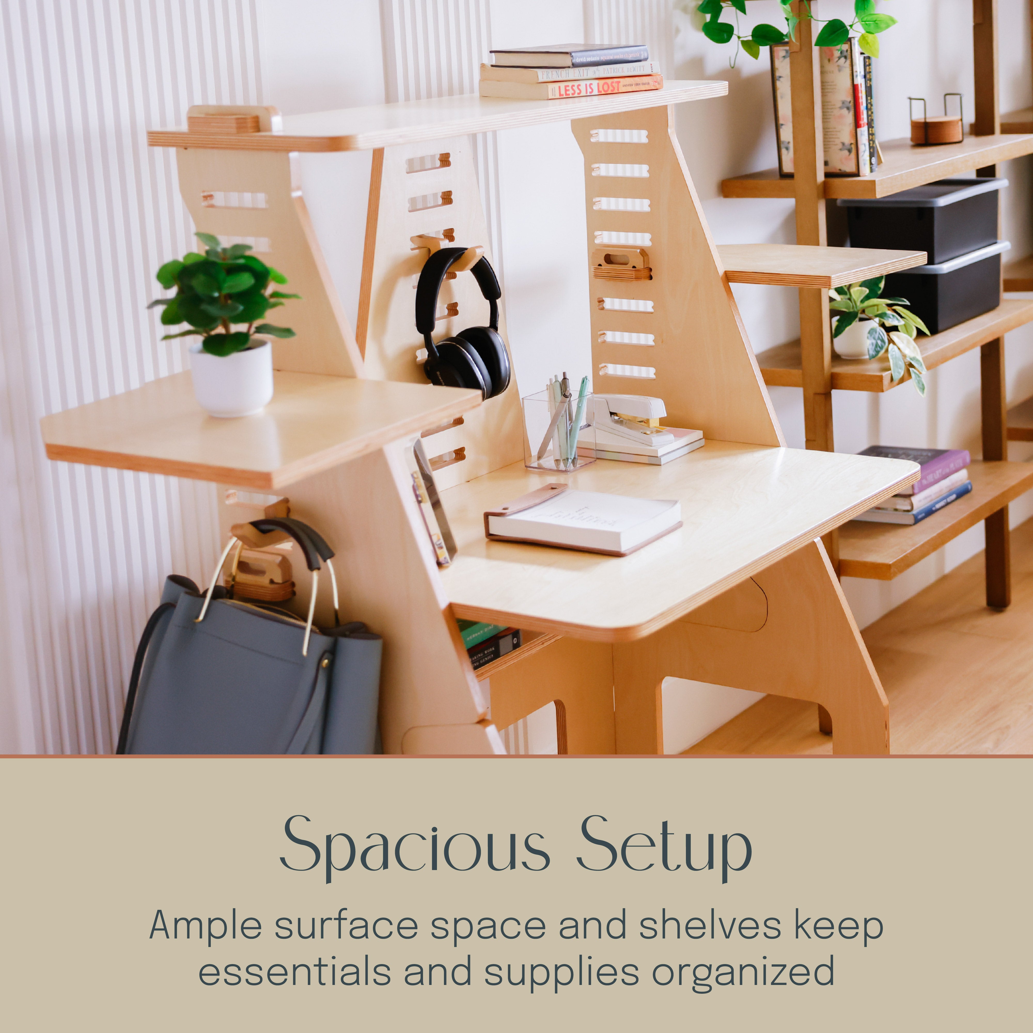ModDesk Adjustable Sit or Standing Desk with Storage Shelves