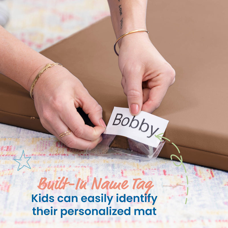 Rainbow Rest Nap Mats, Clear Name Tag Holder, 2in Thick - 5-Pack