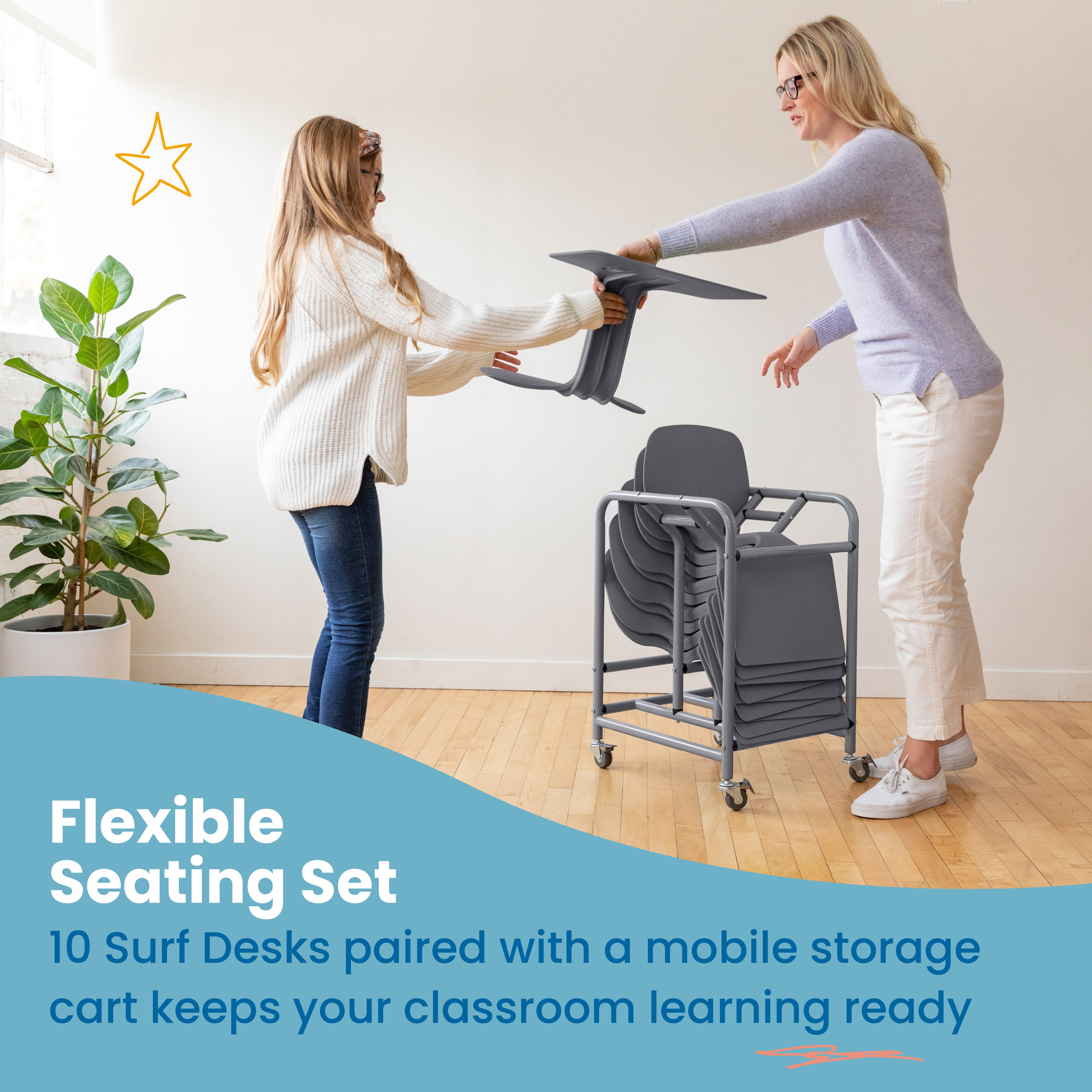 The Surf Portable Lap Desk with Mobile Storage Cart, 10-Pack