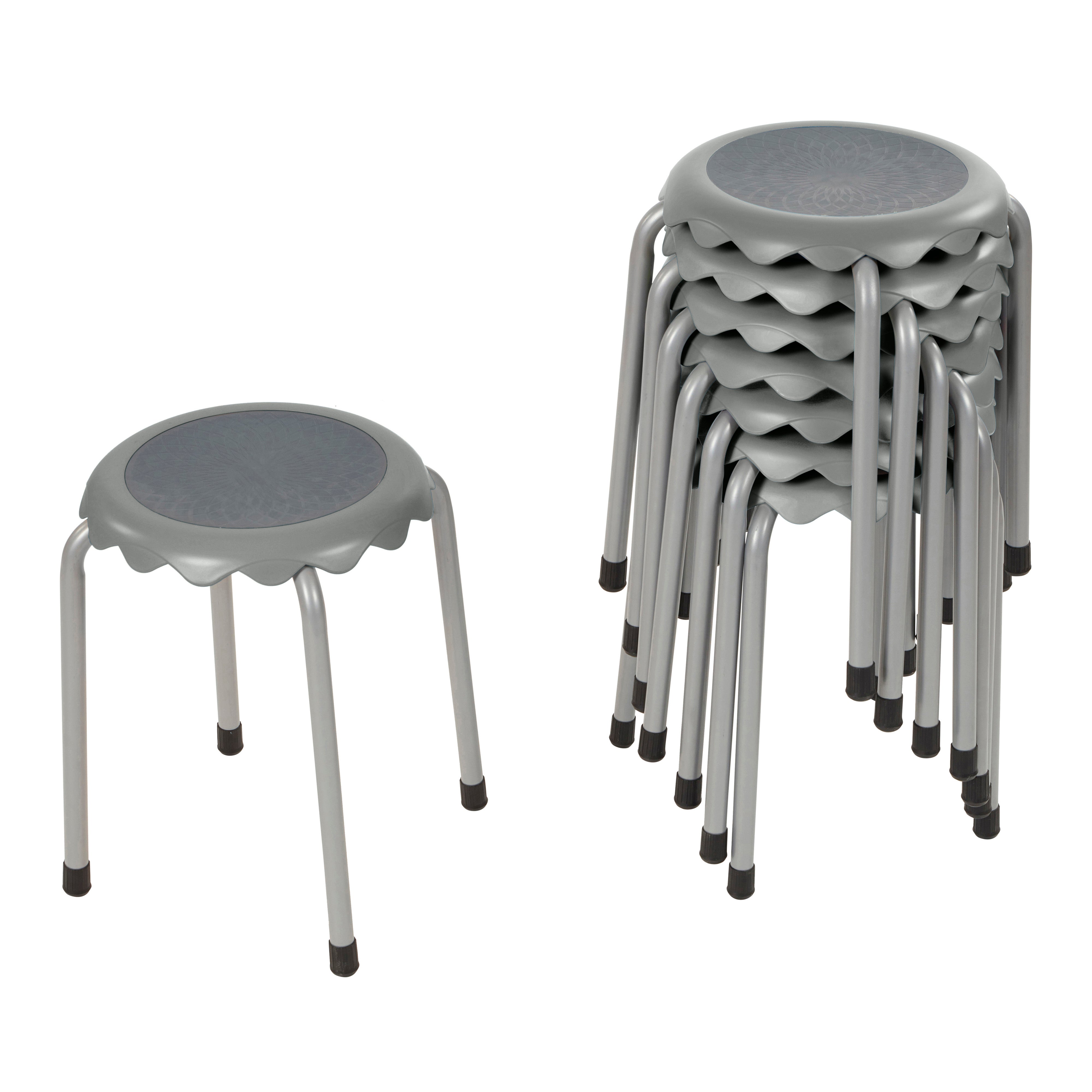 Blossom Stackable Plastic Stools, 8-Piece