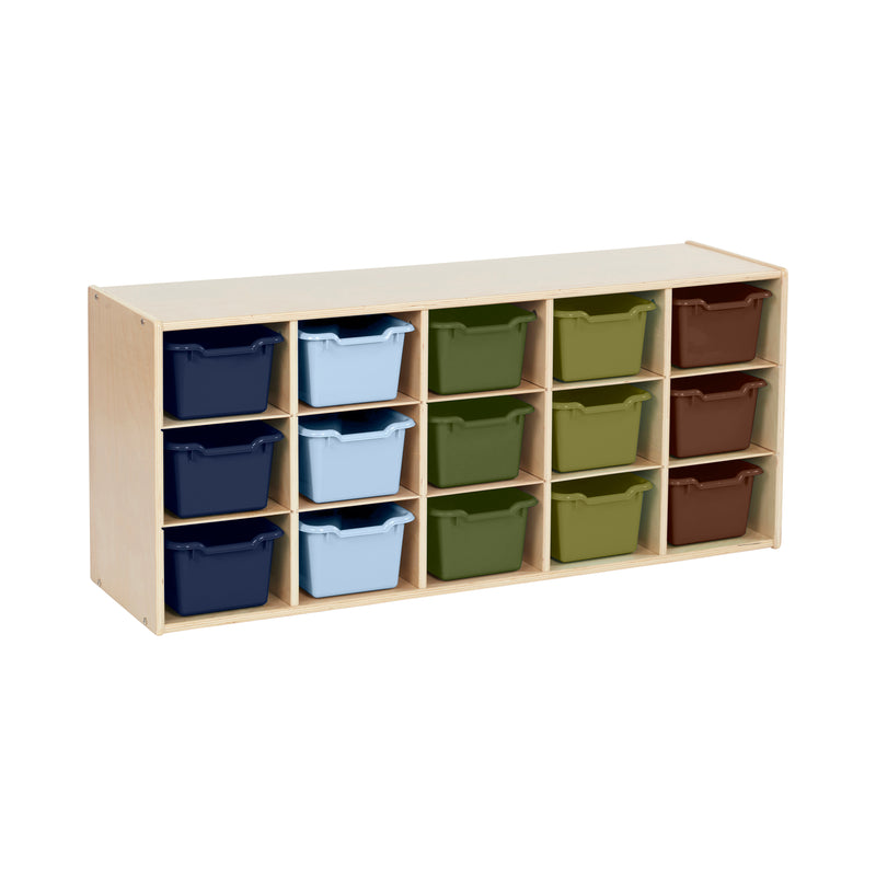 Streamline 15 Cubby Tray Cabinet with Scoop Front Storage Bins, 3x5