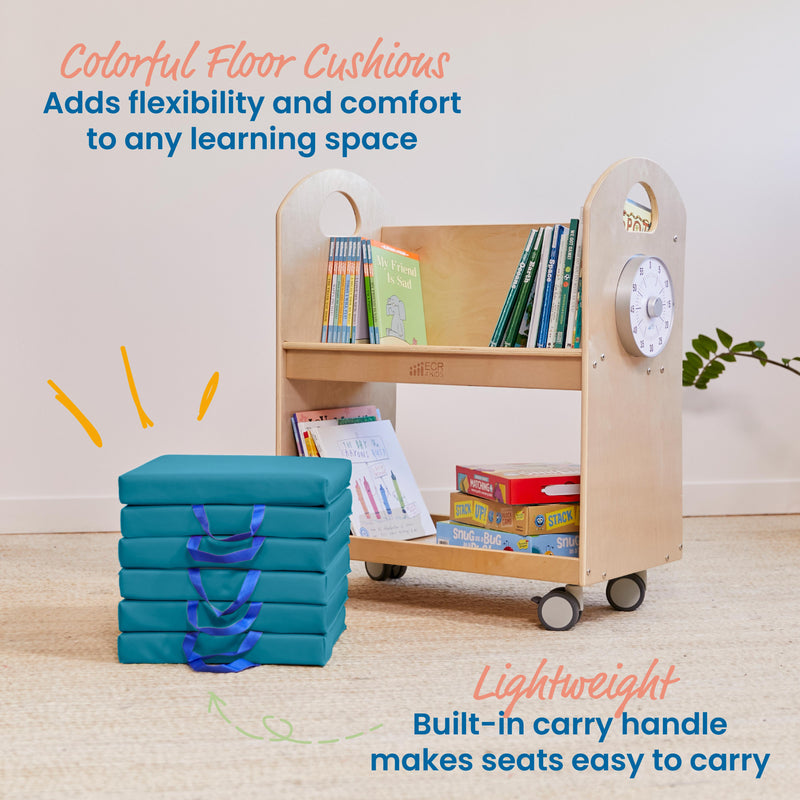 Square Floor Cushions with Handles, Classroom Flexible Seating, 6-Piece