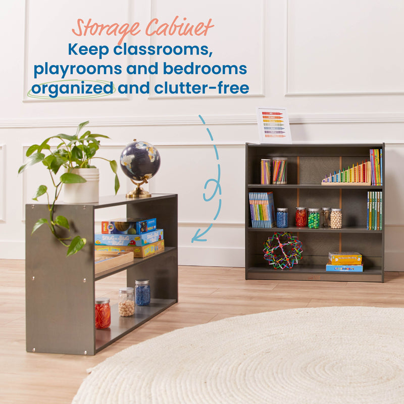 Streamline 2-Shelf Storage Cabinet without Back 24in High, Double-Sided