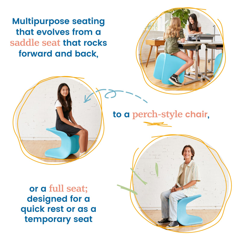 Wave Seat, Active Learning Chair, Flexible Seating, 18in - 19.6in Seat Height