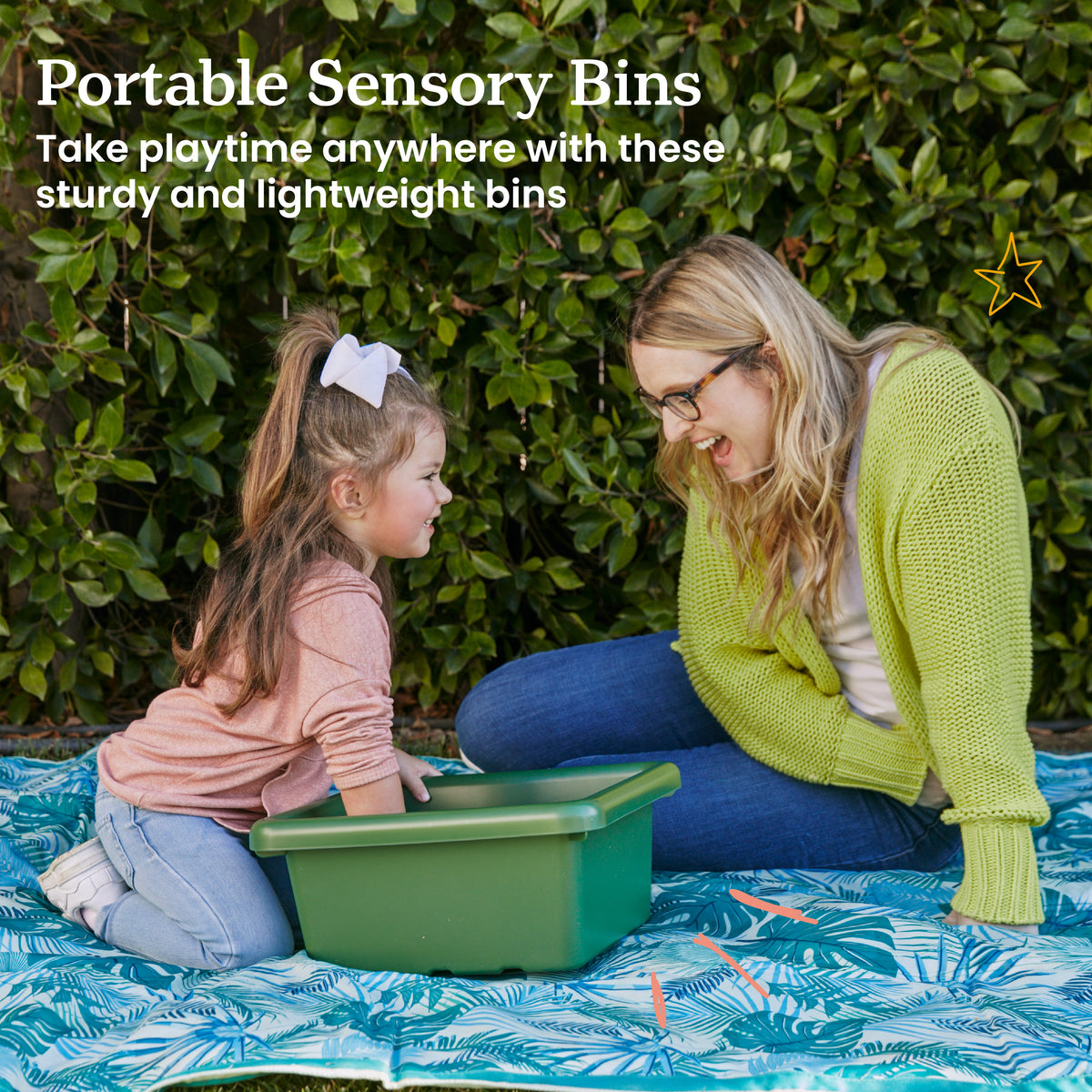Stackable Square Bins with Non-Snap Lids, 2-Pack