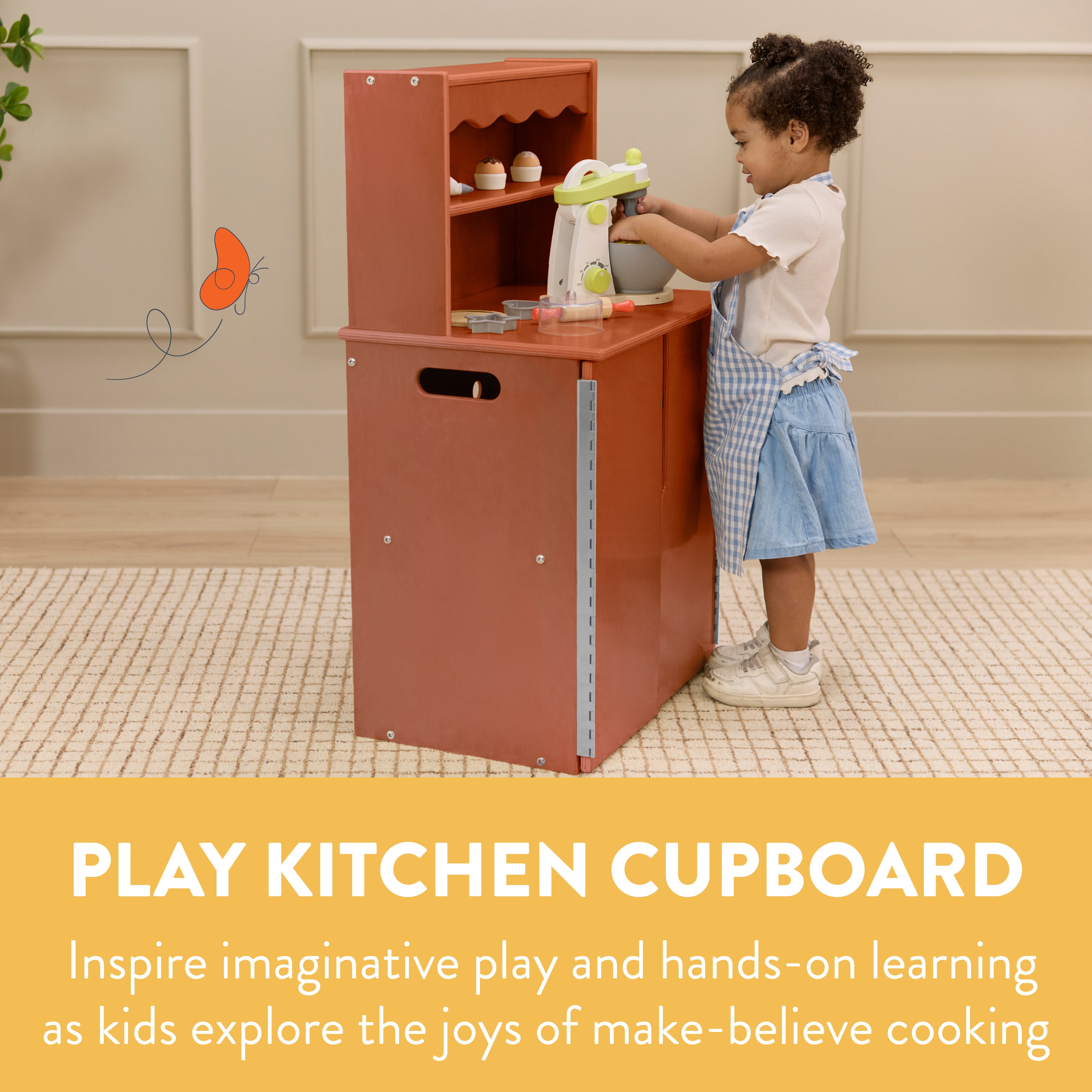 Chef's Station Kids Pretend Play Kitchen Cupboard
