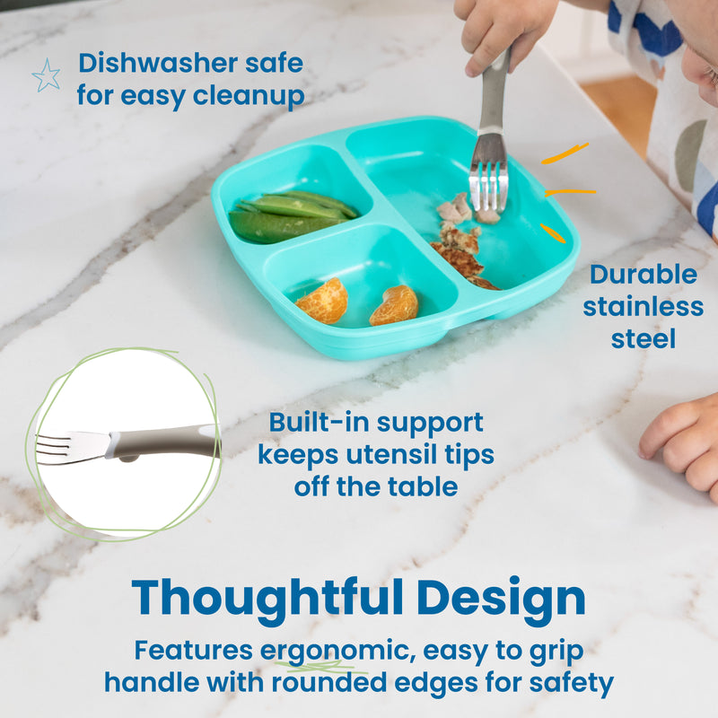 My First Meal Pal Stainless Steel Forks, Toddler Silverware, 3-Pack