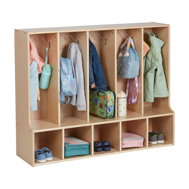 Streamline 5-Section Toddler Coat Locker with Bench, Classroom Furniture