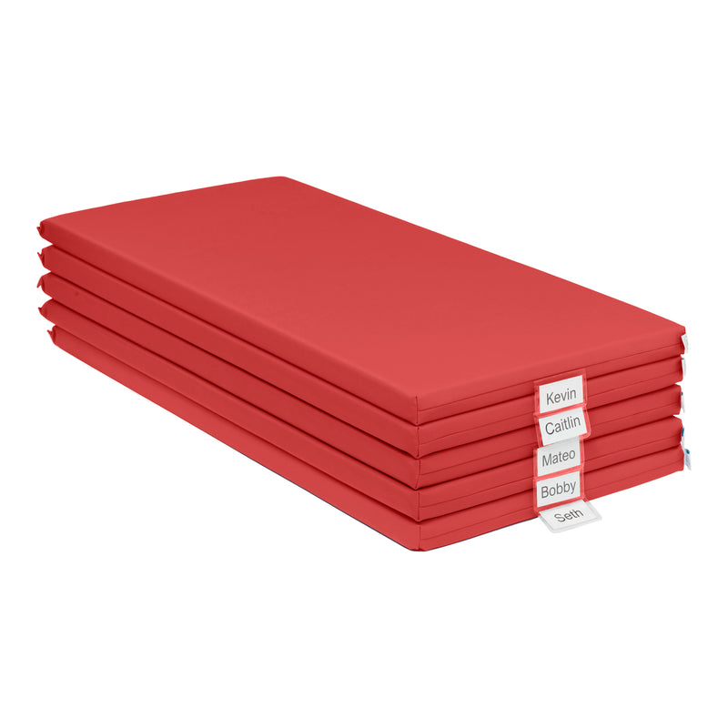 Rainbow Rest Nap Mats, Clear Name Tag Holder, 2in Thick - 5-Pack
