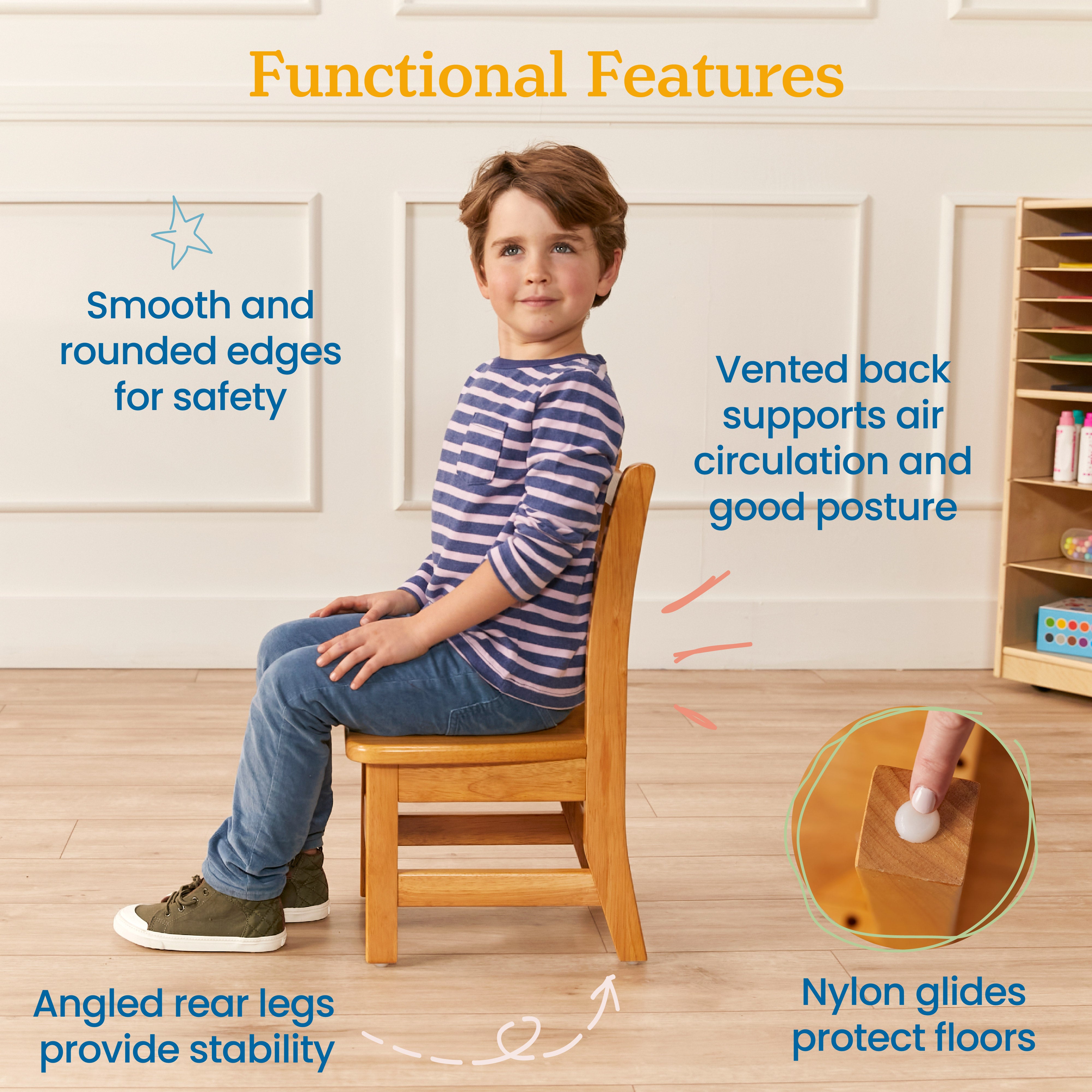 30in x 48in Rectangular Hardwood Table with 20in Legs and Four 10in Chairs, 5-Piece