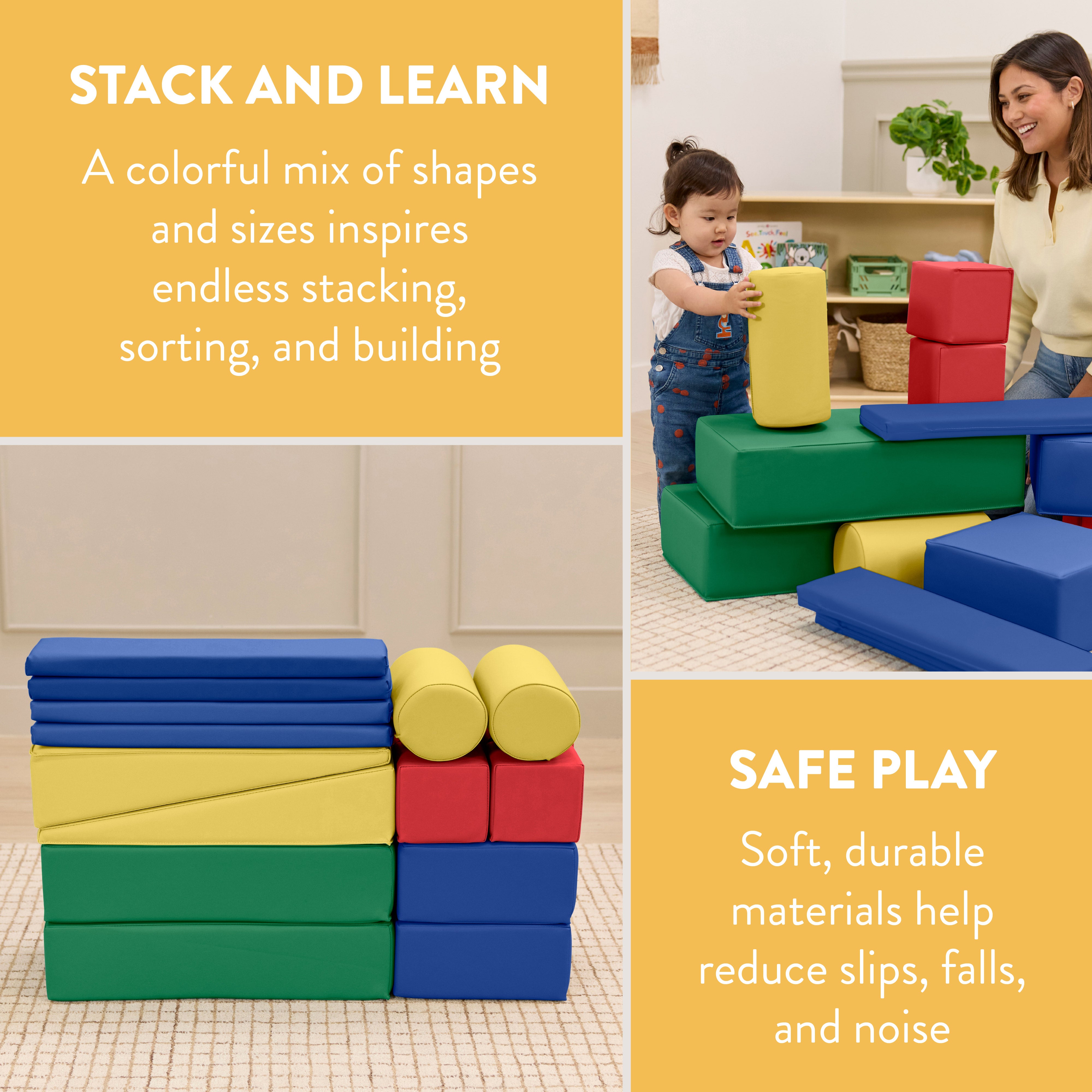 Multi-Shape Foam Building Block Set, 16-Piece