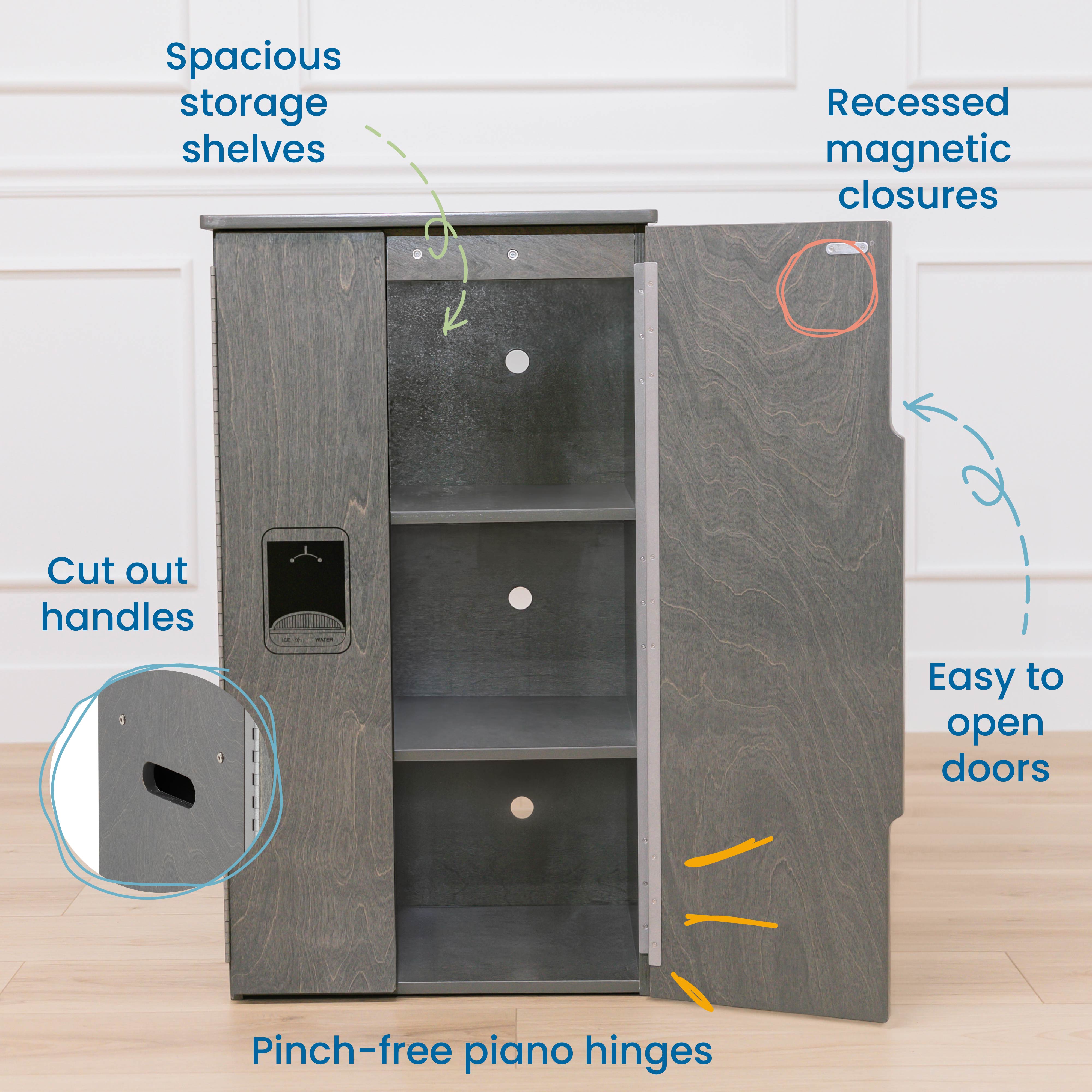 Play Kitchen Refrigerator, Wooden Playset