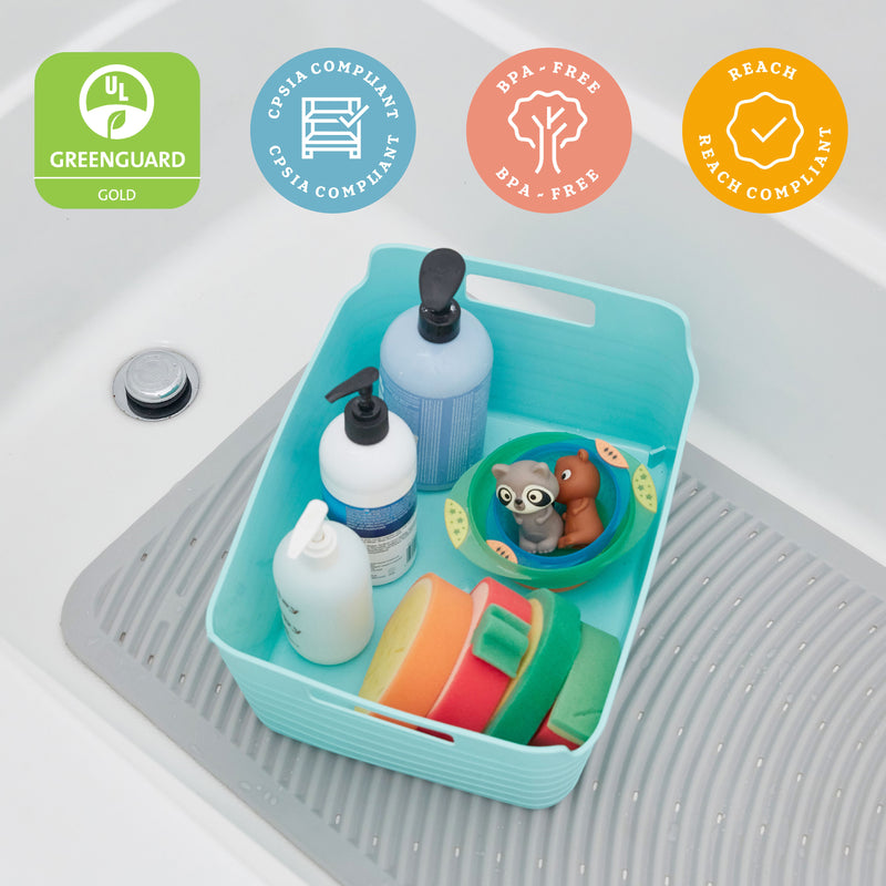 Bendi-Bins with Handles, Flexible Plastic Storage Baskets, 14.6in x 11.4in, 6-Piece