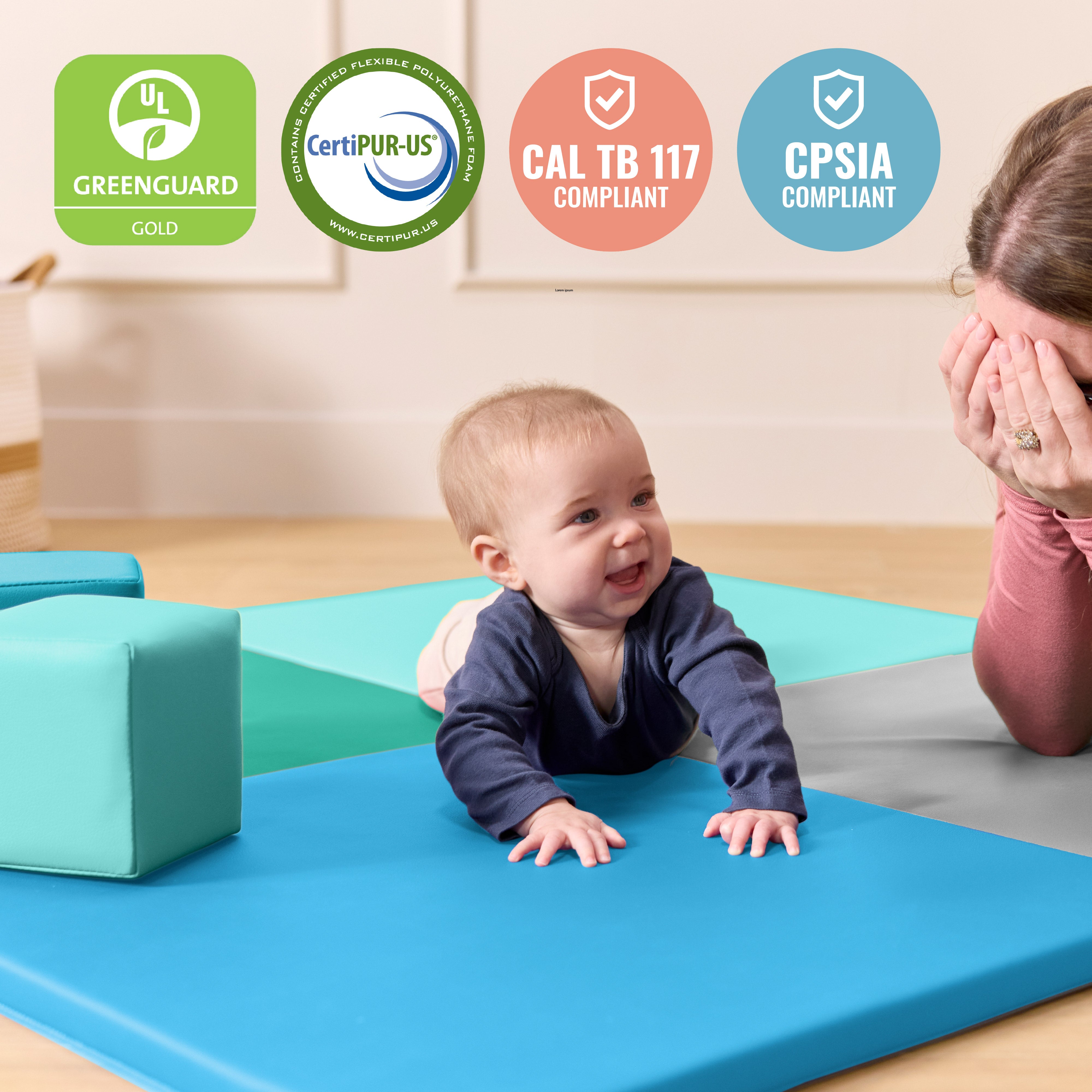 Quad Fold-N-Go Activity Mat and Patchwork Toddler Blocks, 13-Piece
