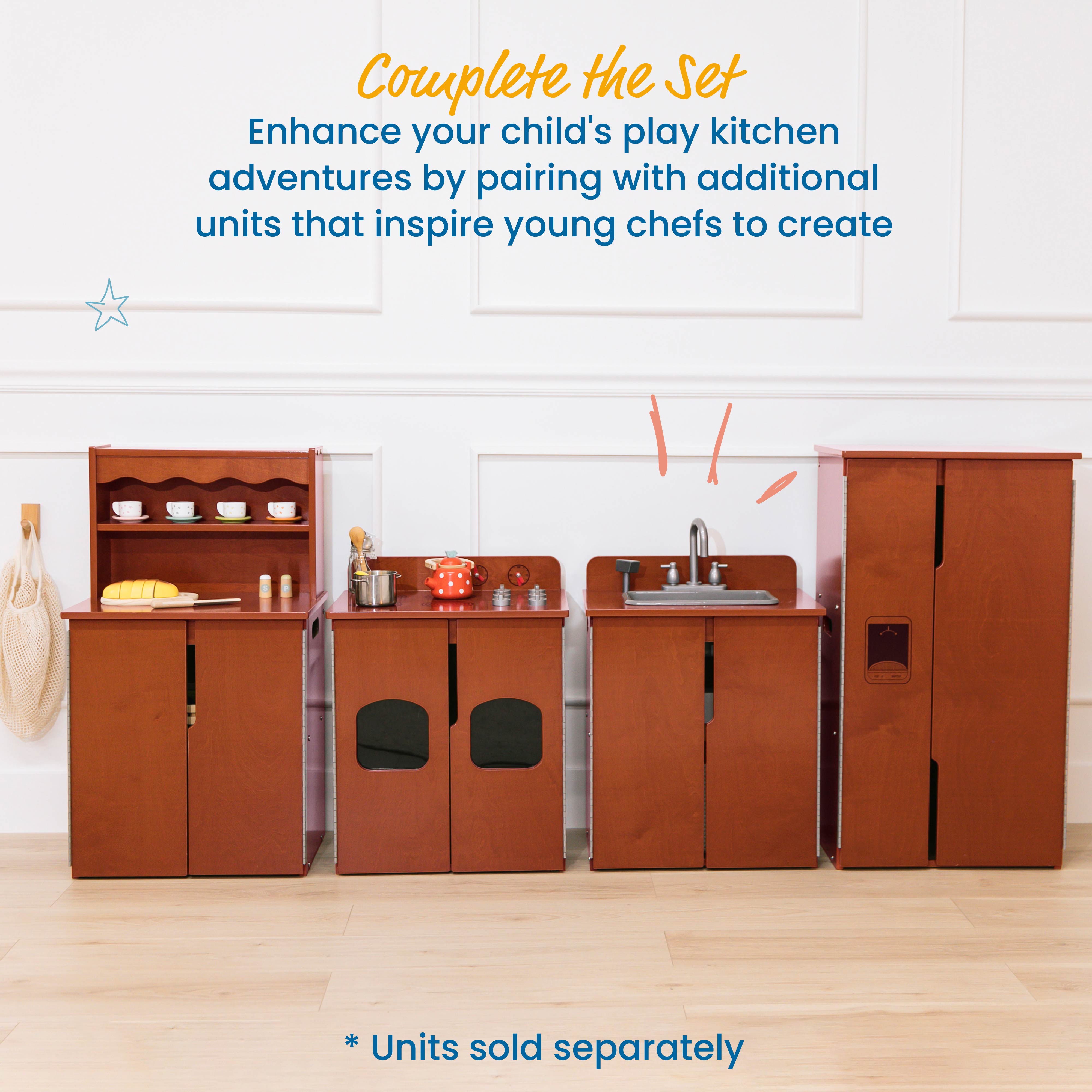 Play Kitchen Refrigerator, Wooden Playset