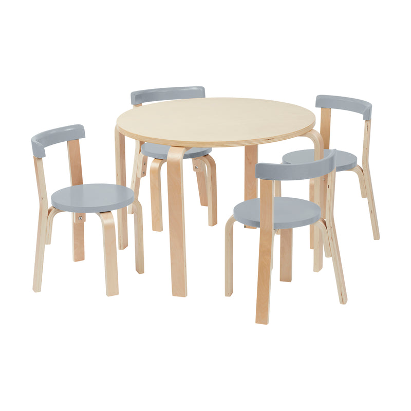 Bentwood Table and Curved Back Chair Set, 5-Piece