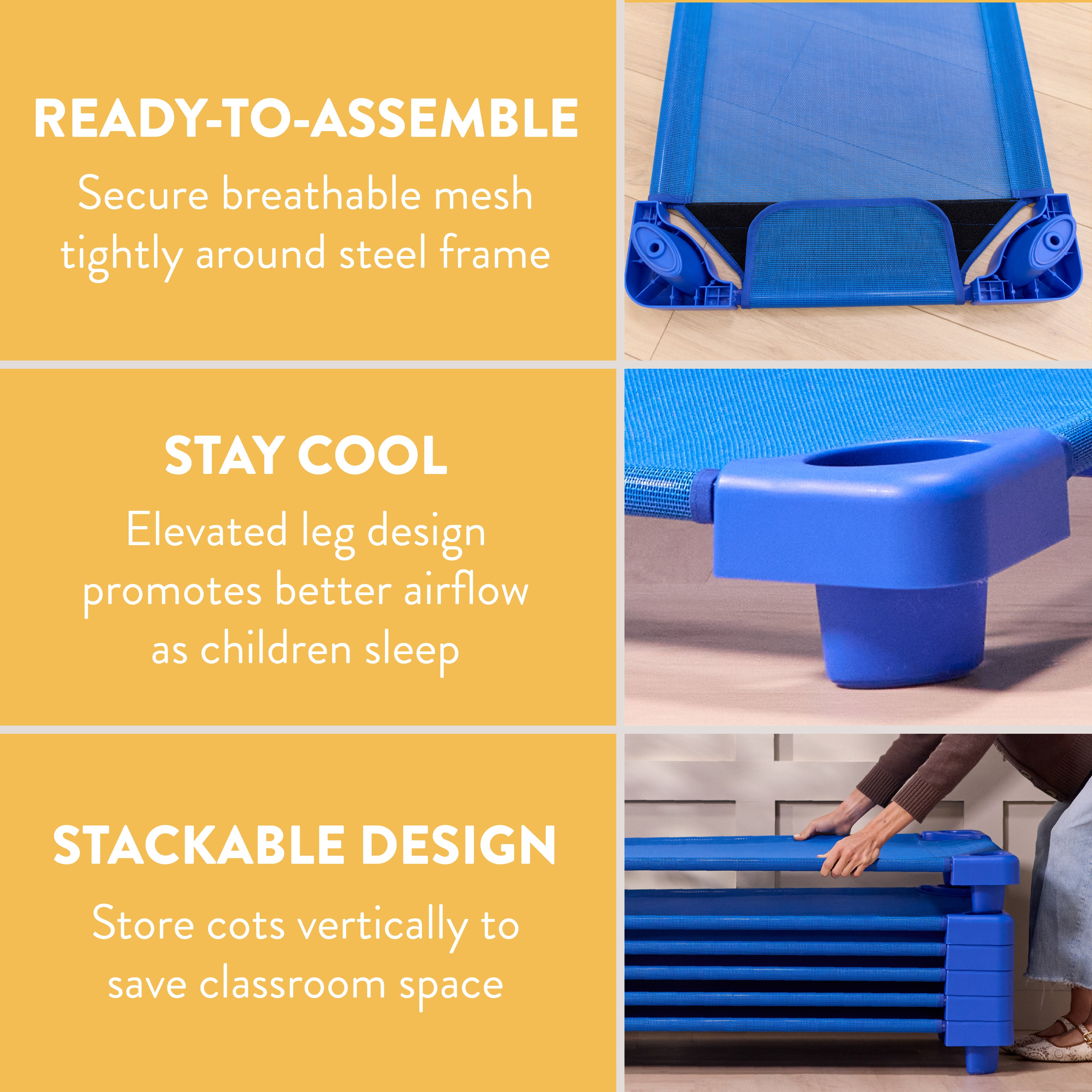 Sleepline Stackable Cots, Ready-to-Assemble, 6-Pack