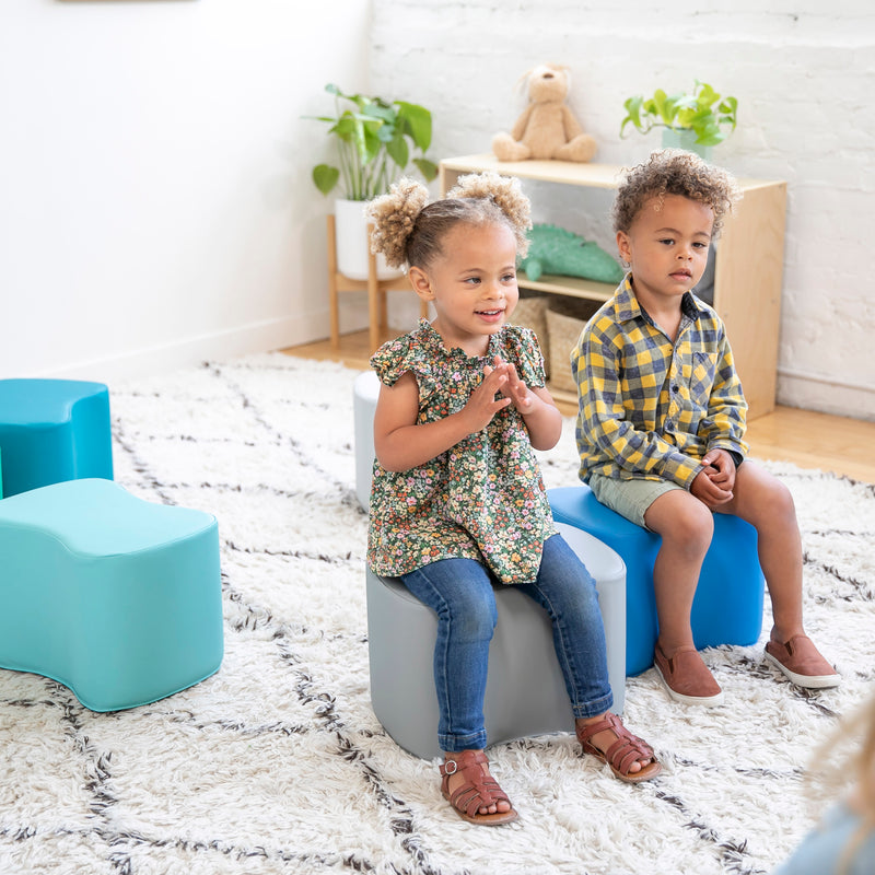 Toddler Modular Stool Set, Butterfly Shaped Foam Seats, 10in Seat Height, 6-Piece