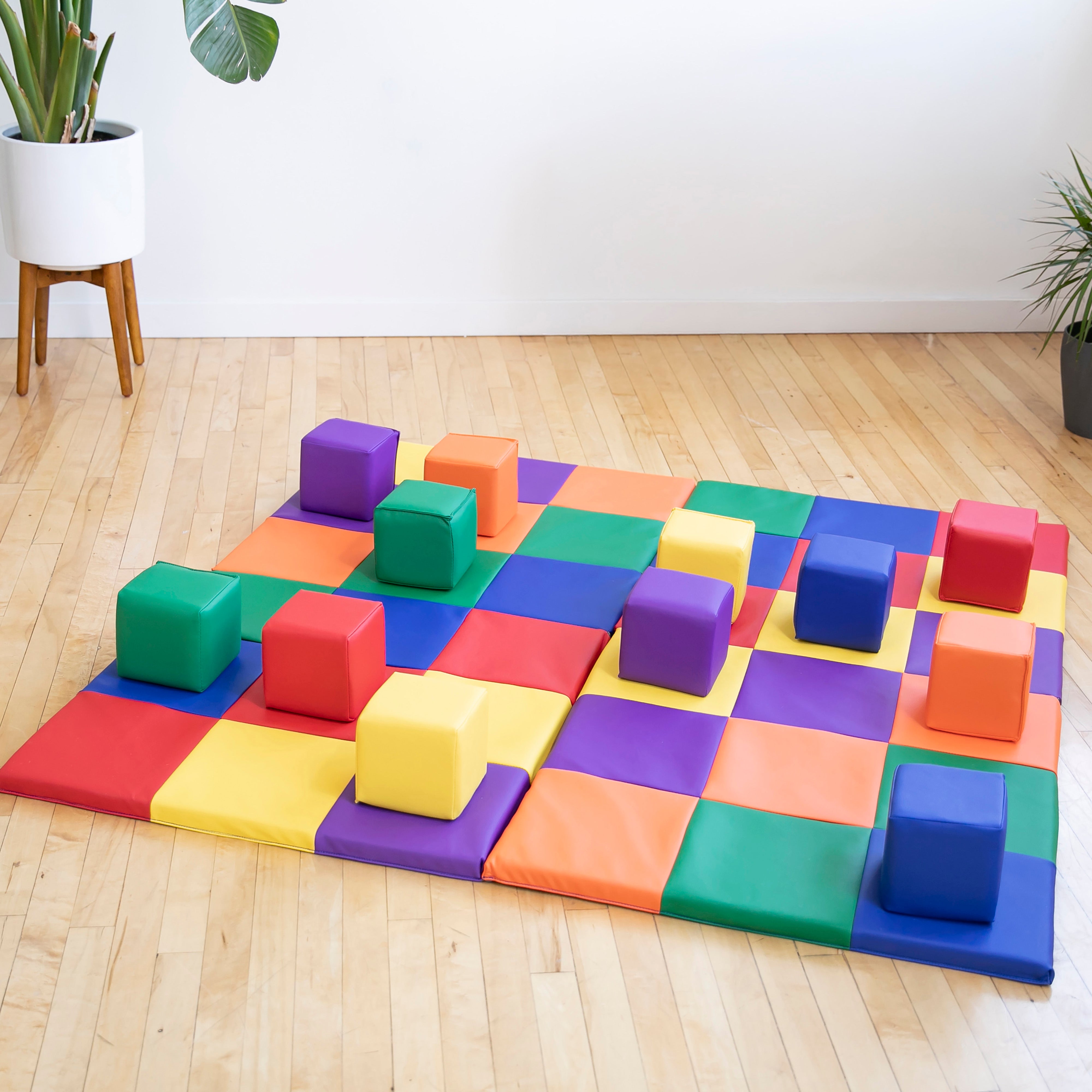 Toddler Gross Motor Development Package with Tunnel Maze, Soft Blocks and Activity Mat, Assorted