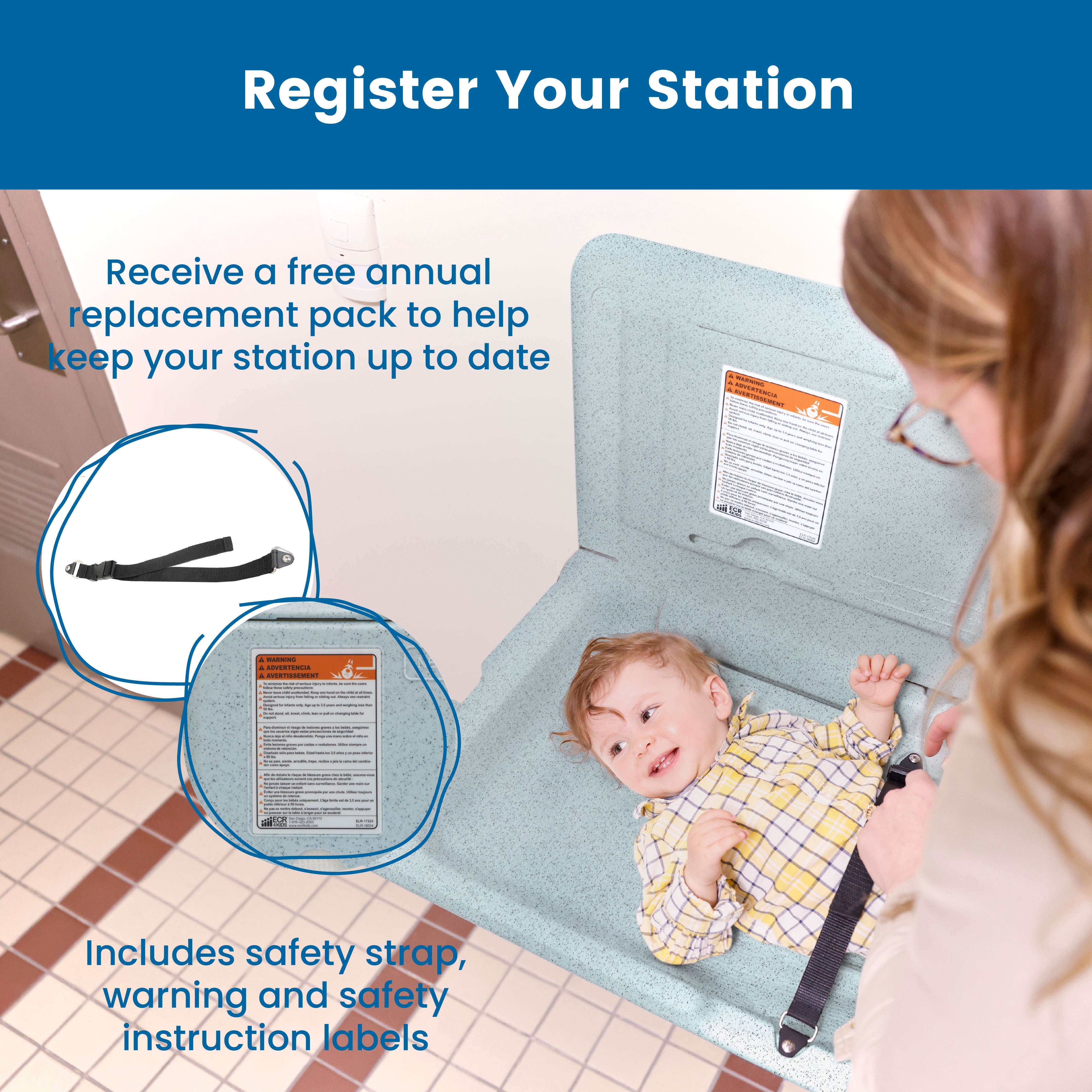 Horizontal Wall-Mounted Diaper Changing Station