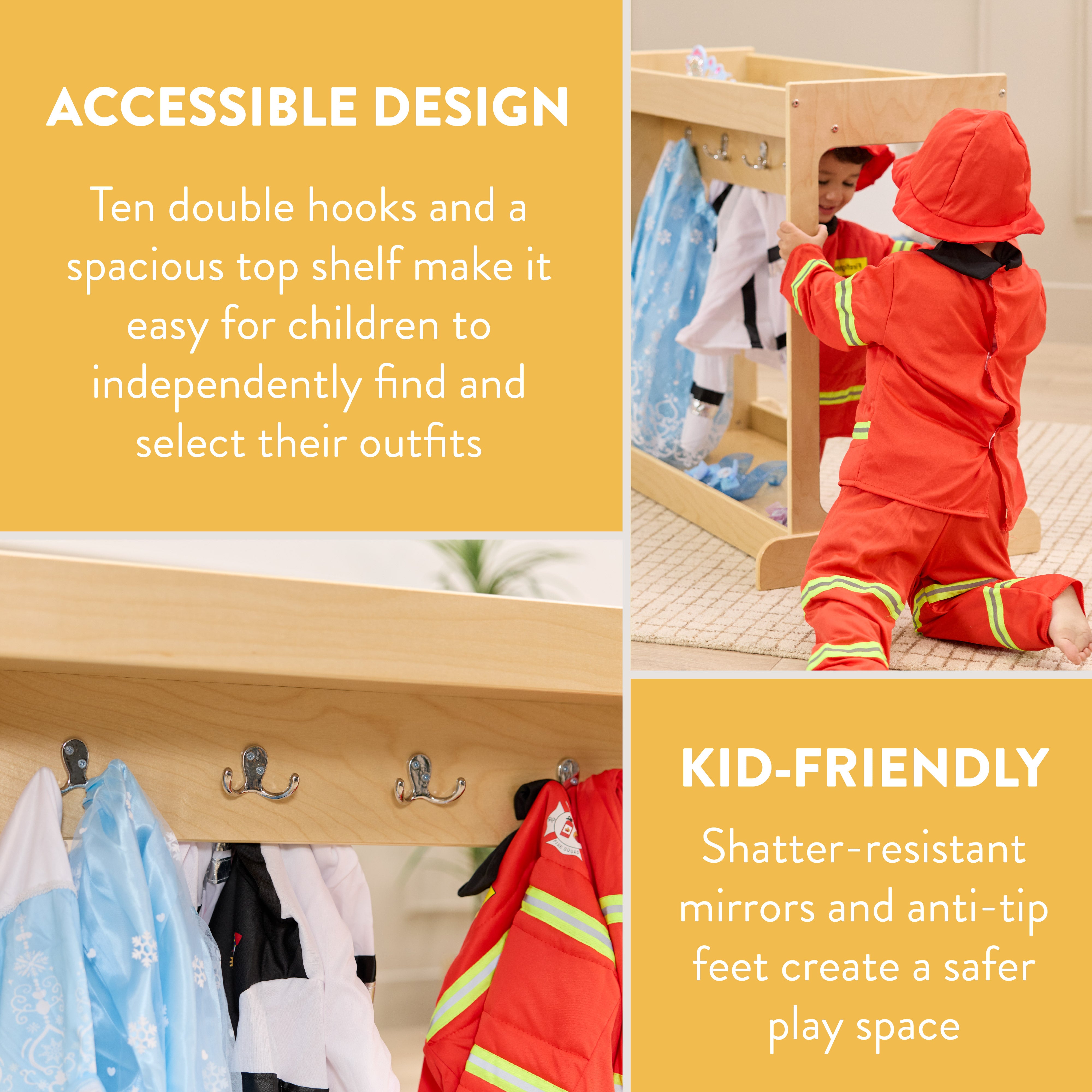 Double-Sided Toddler Dress-Up Island with Mirror