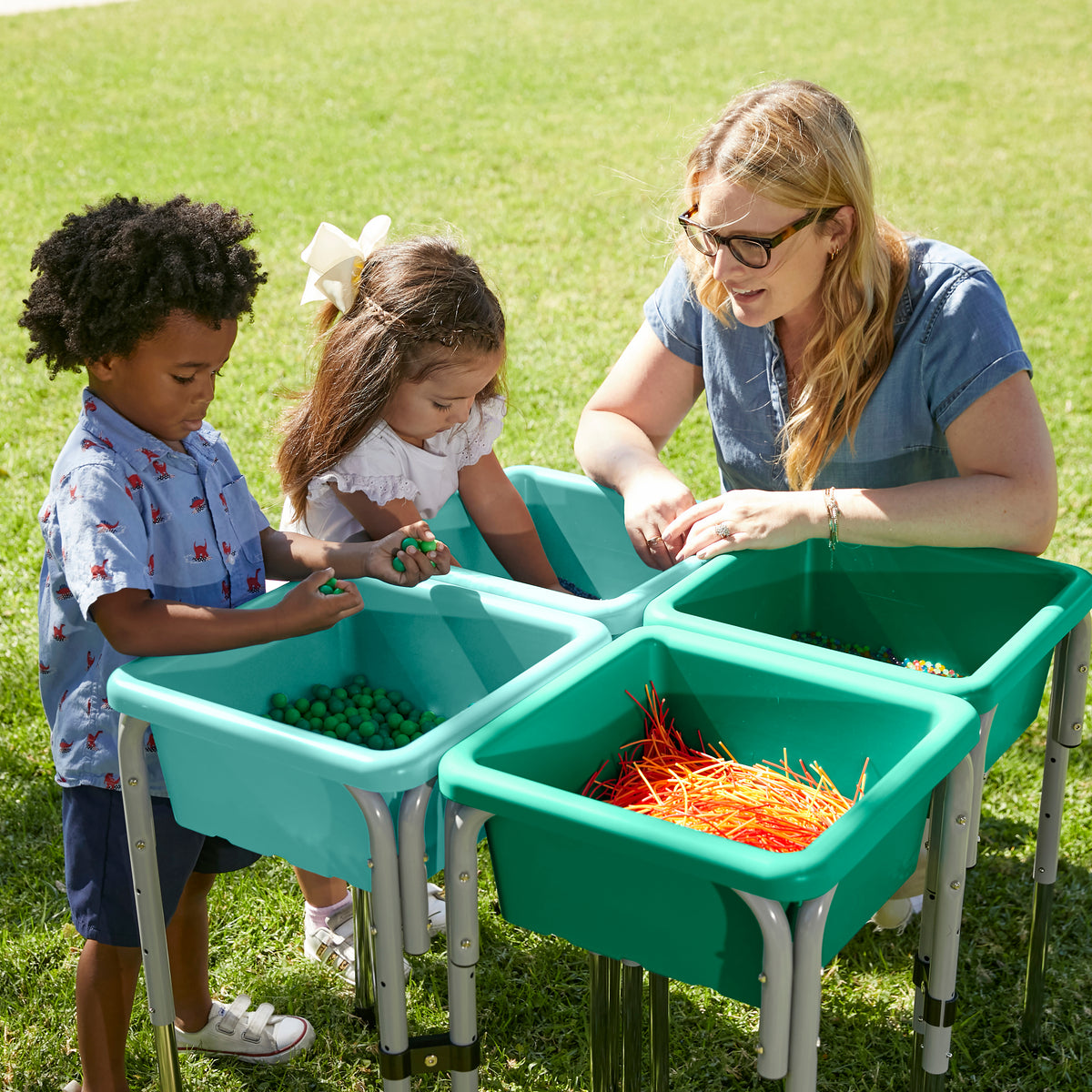 Stackable Square Bins with Non-Snap Lids, 2-Pack