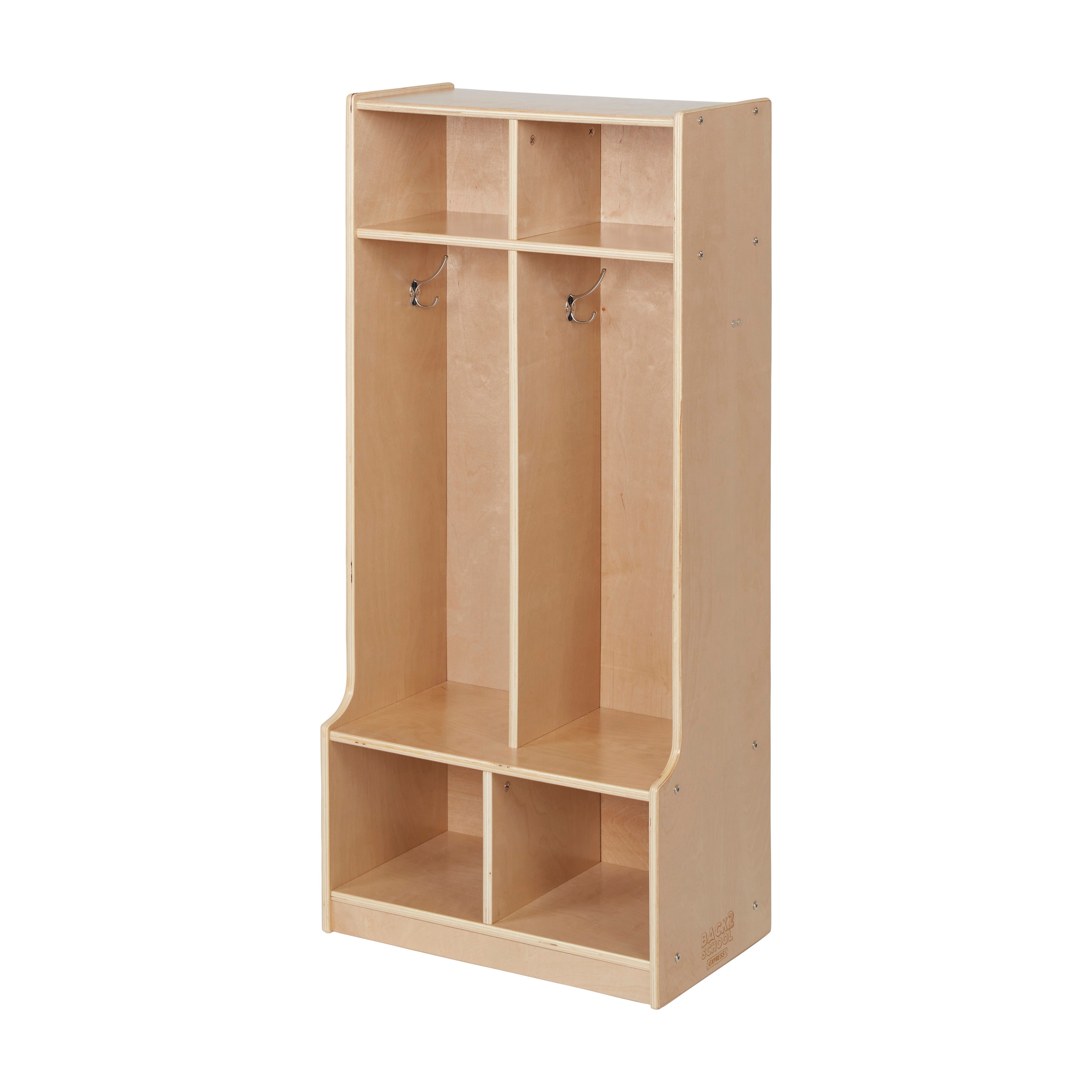 2-Section Cubby Storage Coat Locker with Bench