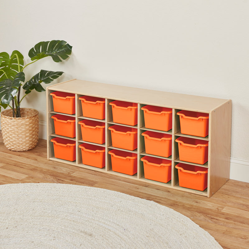 Streamline 15 Cubby Tray Cabinet with Scoop Front Storage Bins, 3x5