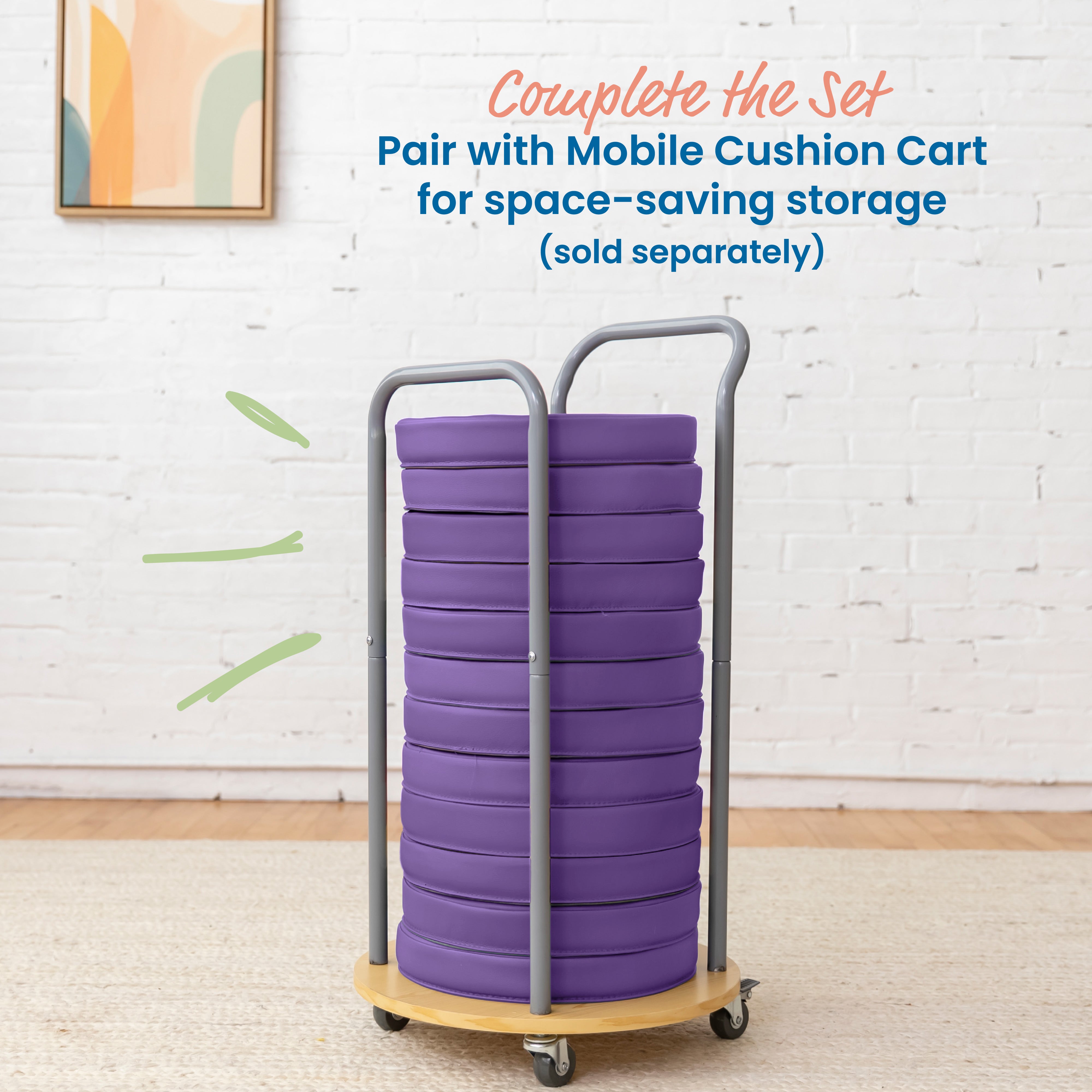 Floor Cushions, Round, 6-Piece