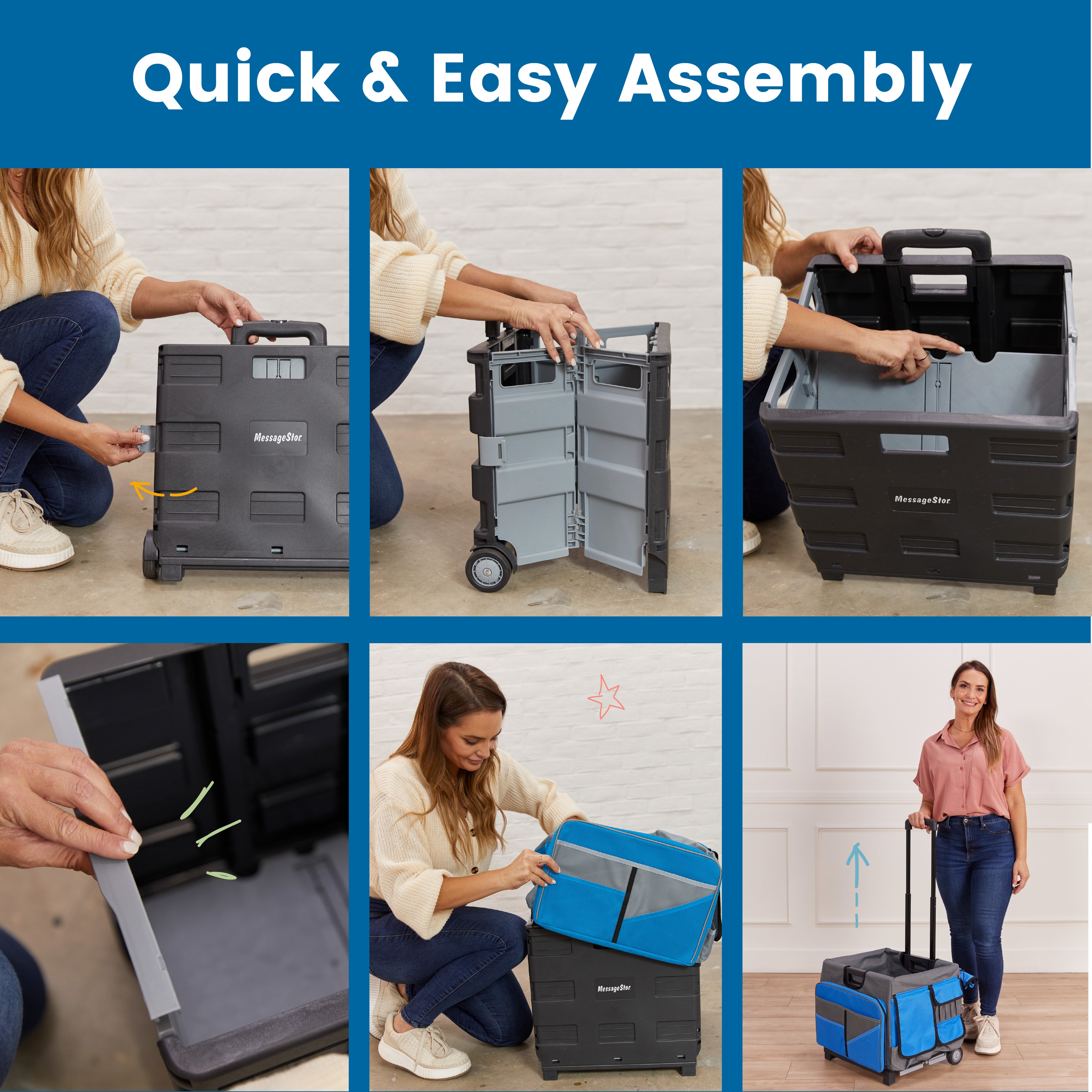 Universal Rolling Cart with Canvas Organizer Bag, Mobile Storage