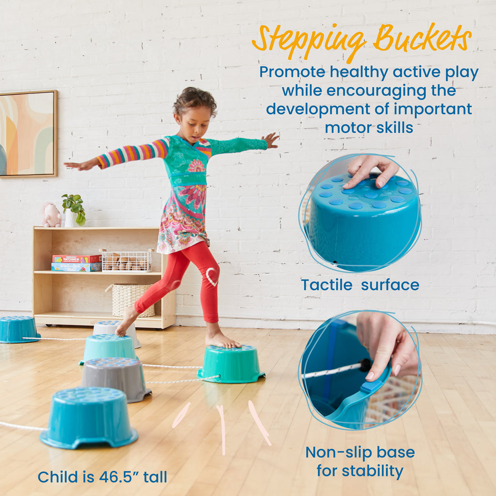 Bucket Balancing Rope Stepping Buckets with Storage Carry Bag, Non-Skid Balance Stones