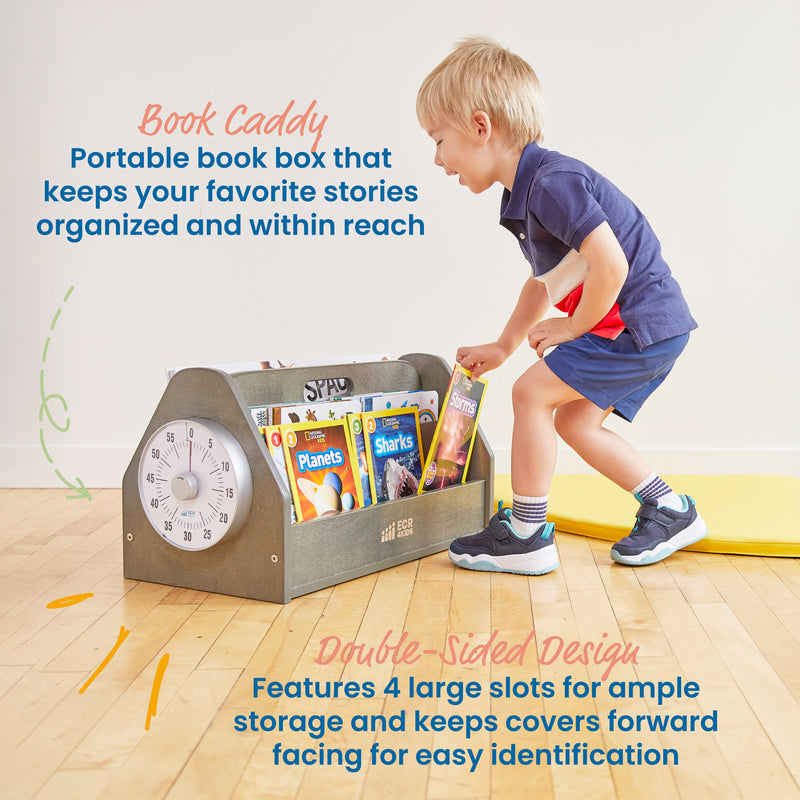 Double-Sided Book Caddy with Countdown Timer and Carry Handle