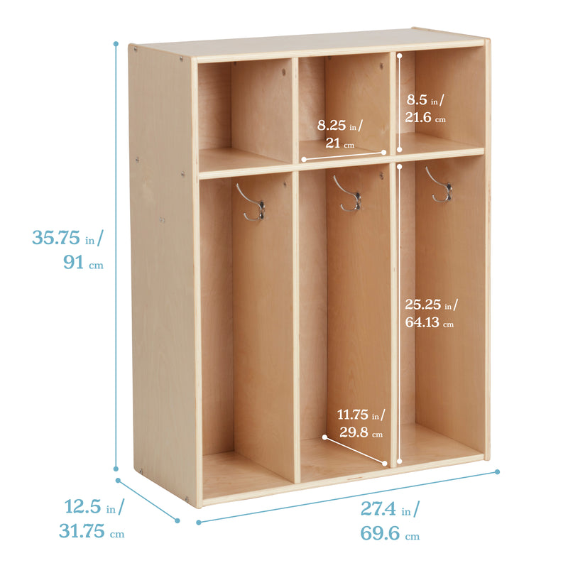 Streamline 3-Section Toddler Coat Locker, Kids Furniture