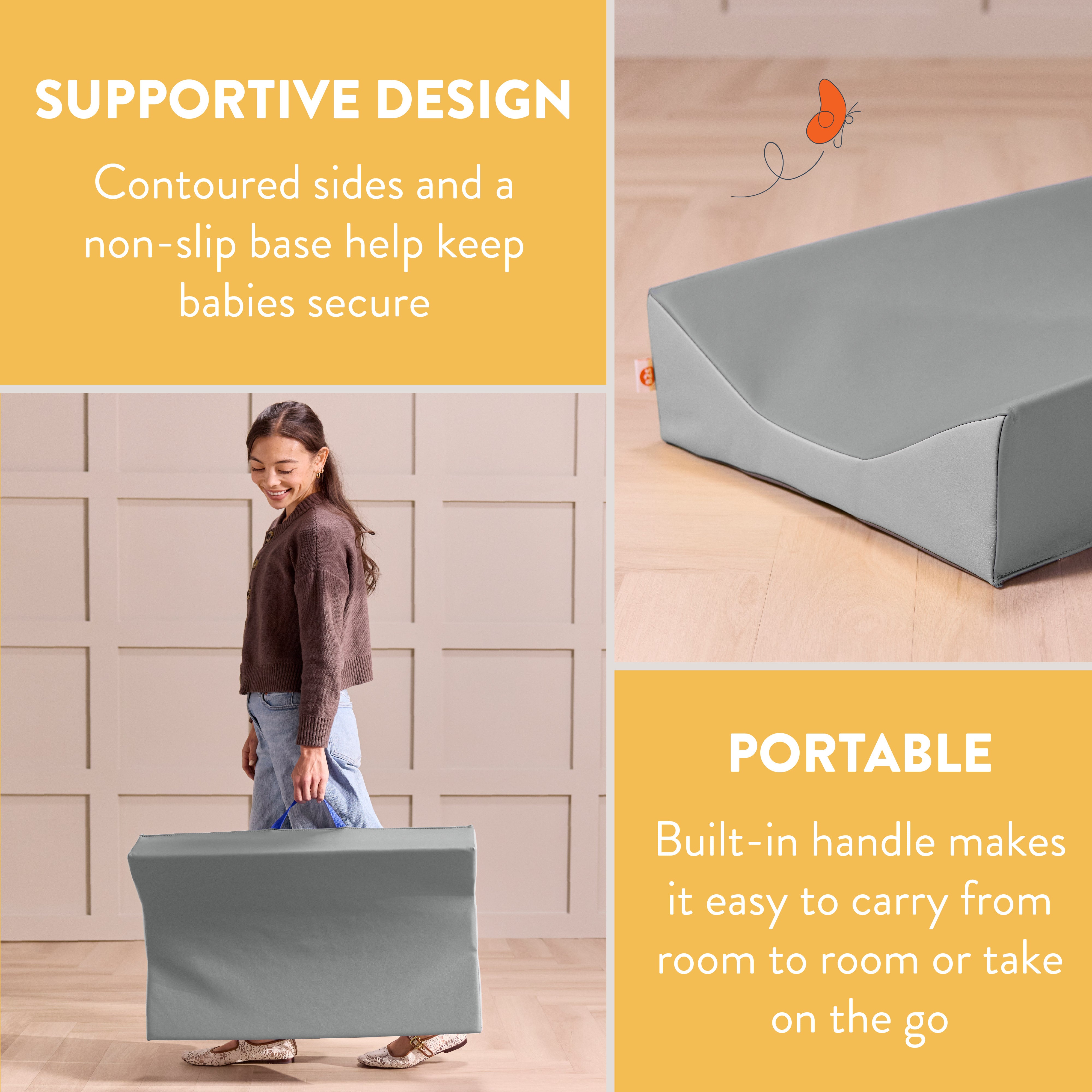 Contoured Portable Baby Changing Pad with Carry Handle