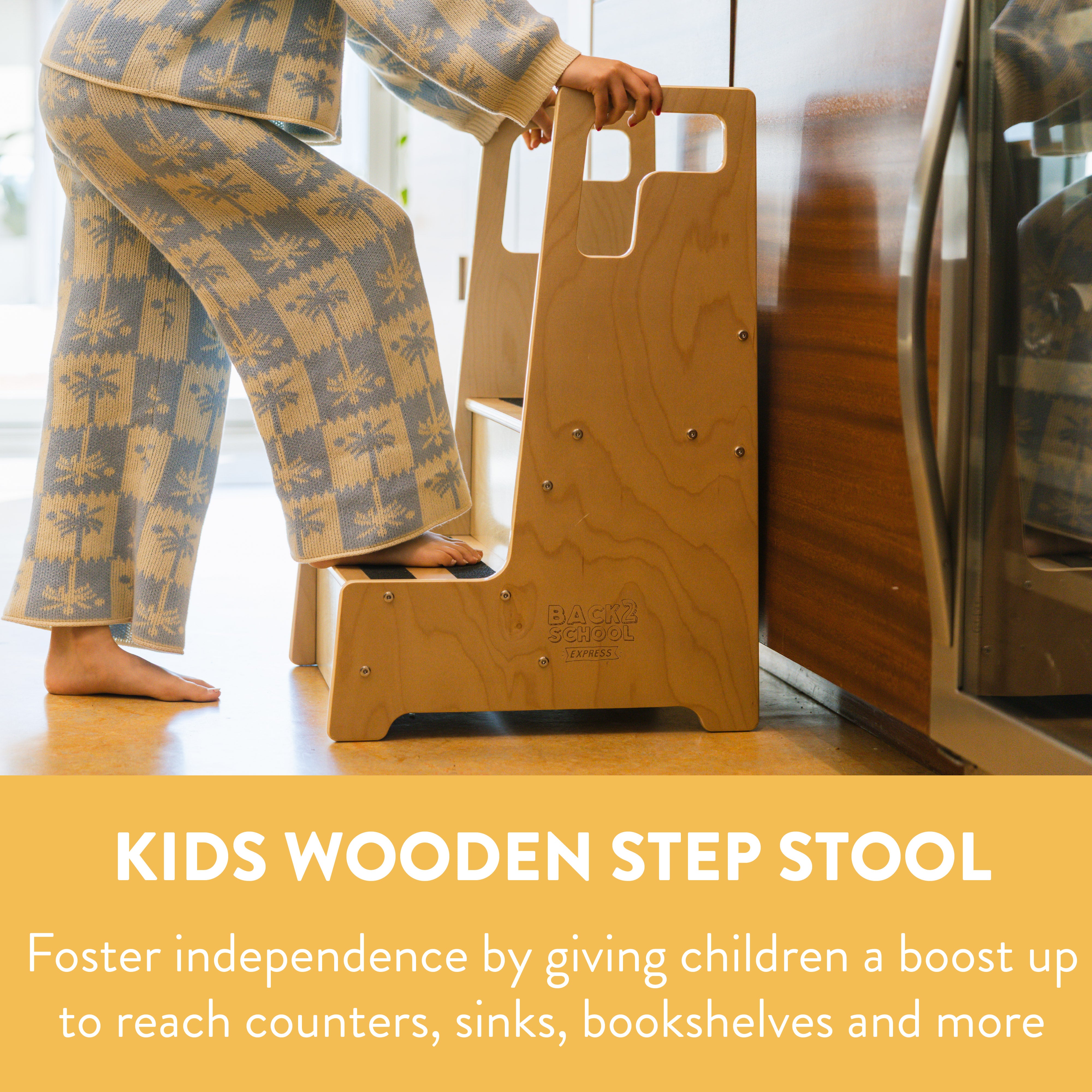 Wooden Step Stool with Handles
