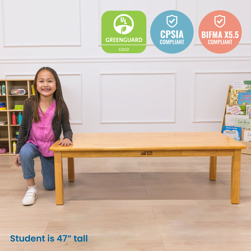 24in x 24in Square Hardwood Table with 14in Legs, Kids Furniture