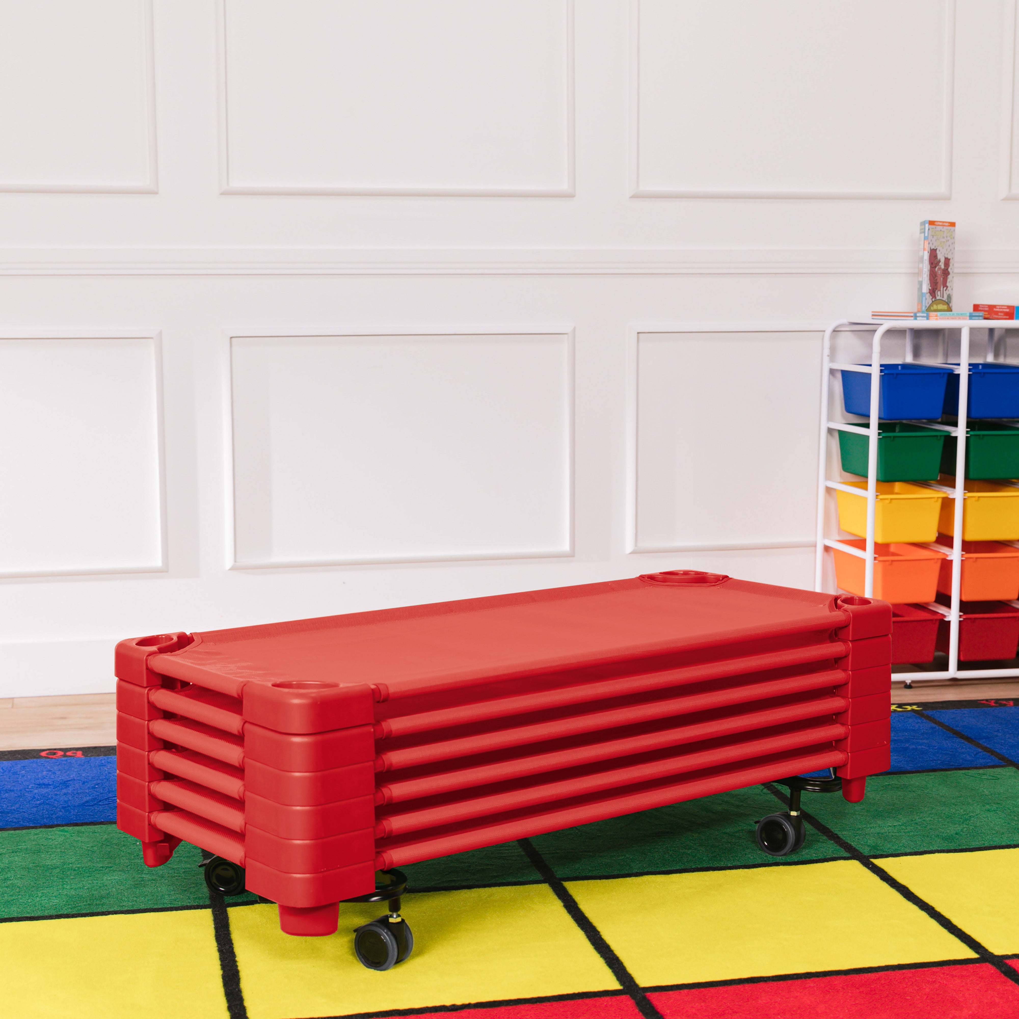 Stackable Kiddie Cots with Trolley, RTA, Standard, 6-Pack